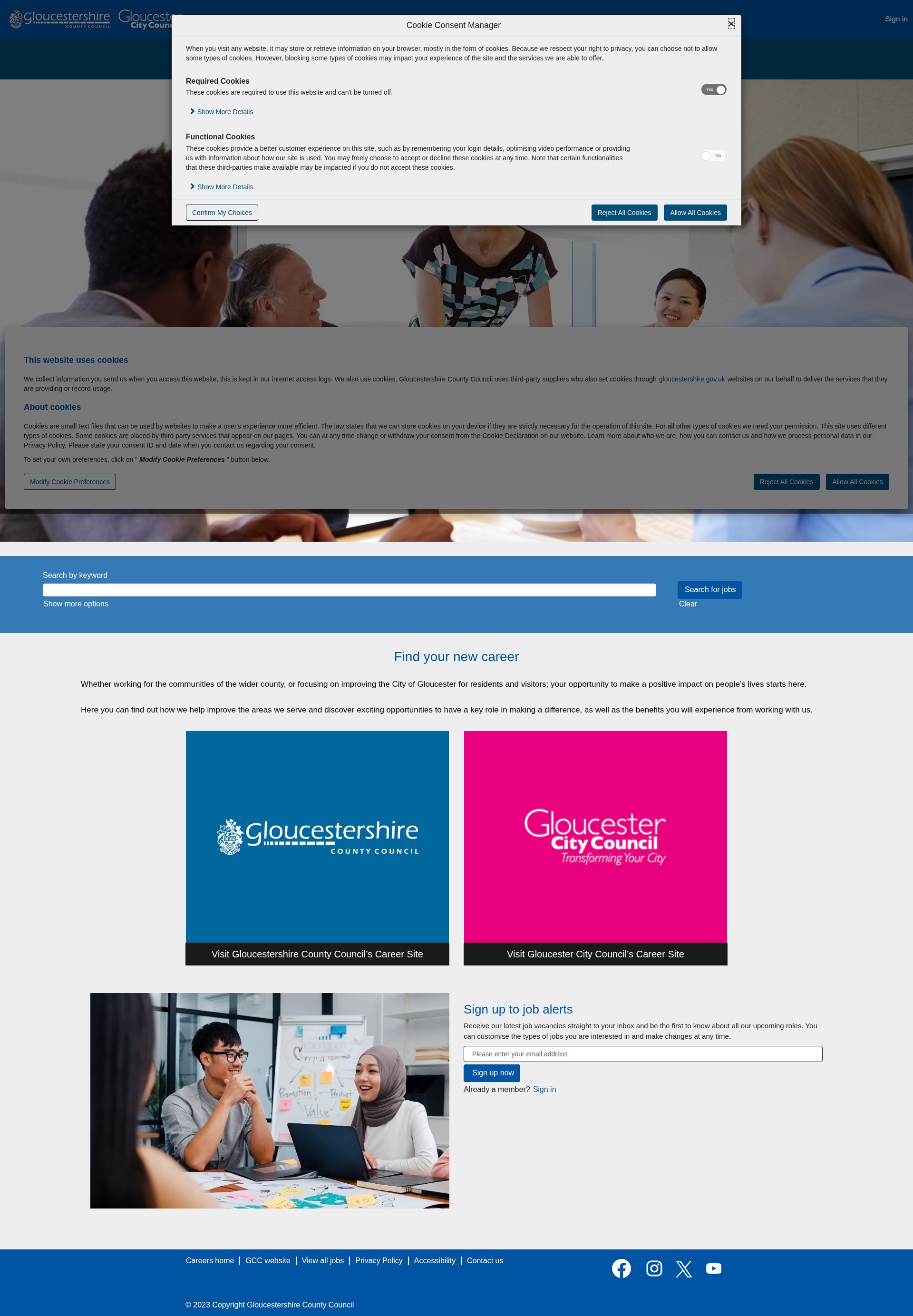 Screenshot of careers.gloucestershire.gov.uk