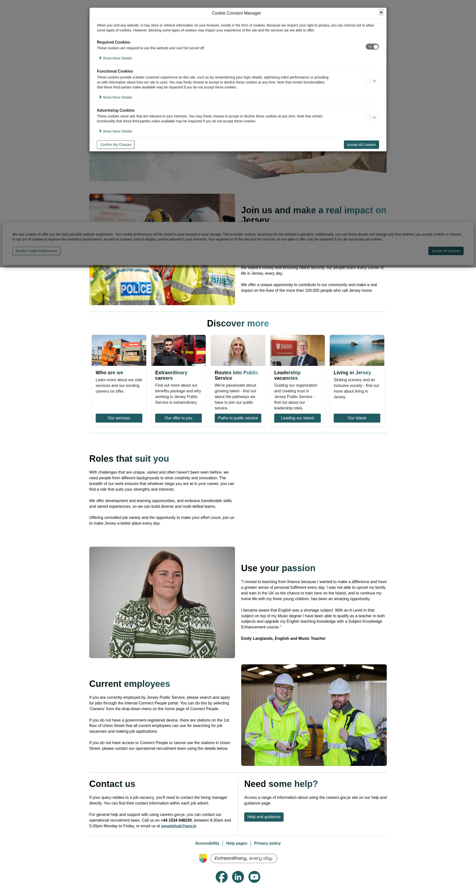Screenshot of careers.gov.je