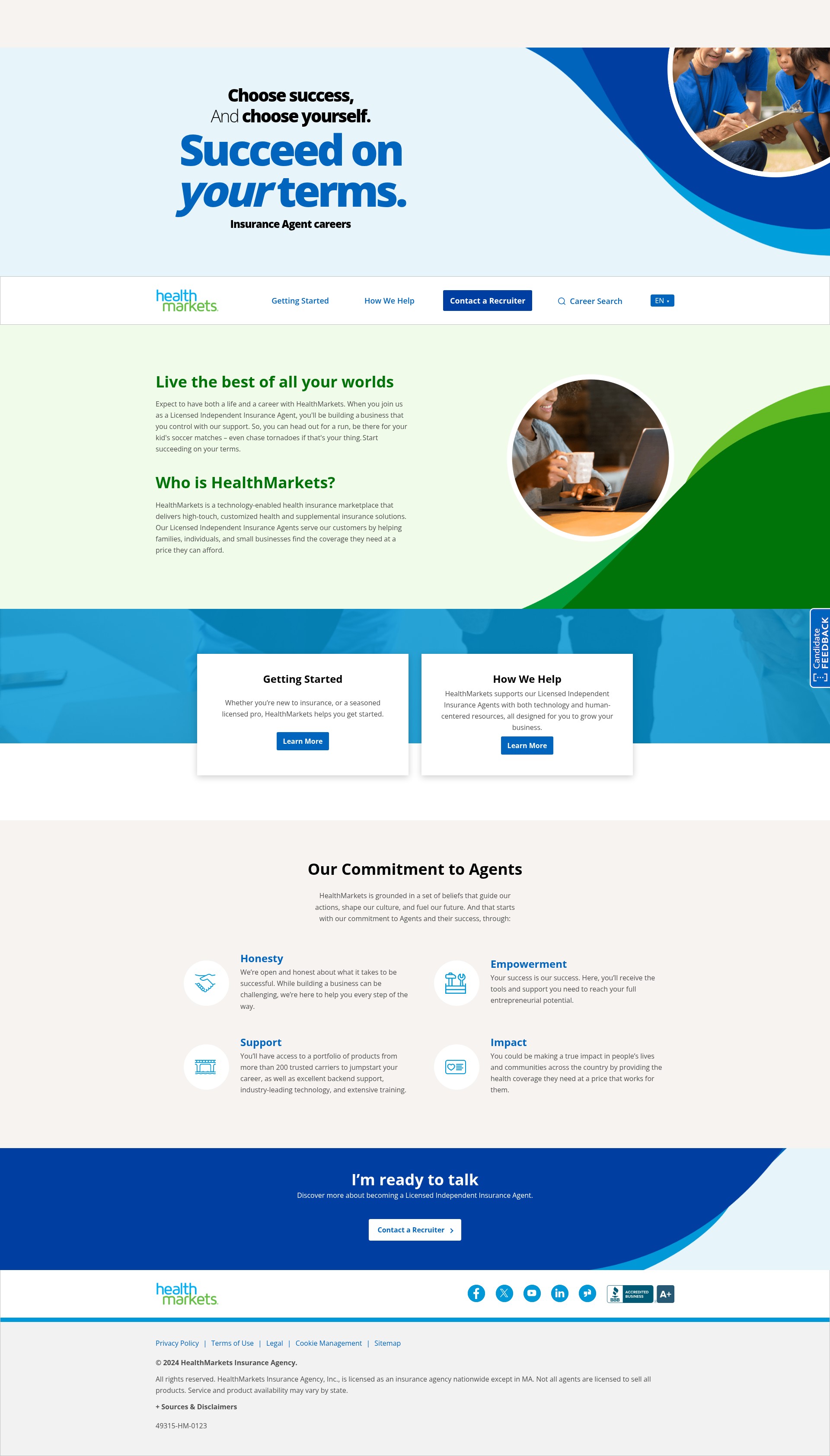 Screenshot of careers.healthmarkets.com