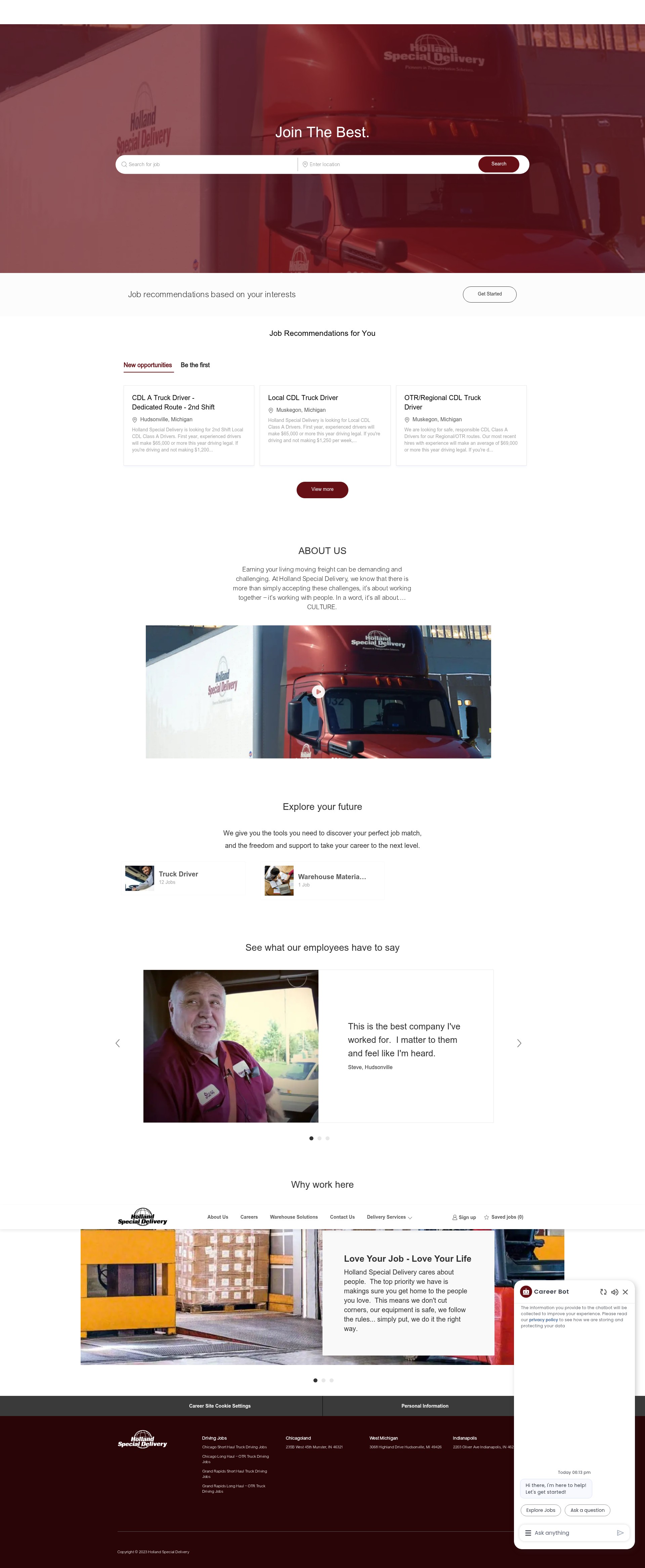 Screenshot of careers.hollandspecial.com