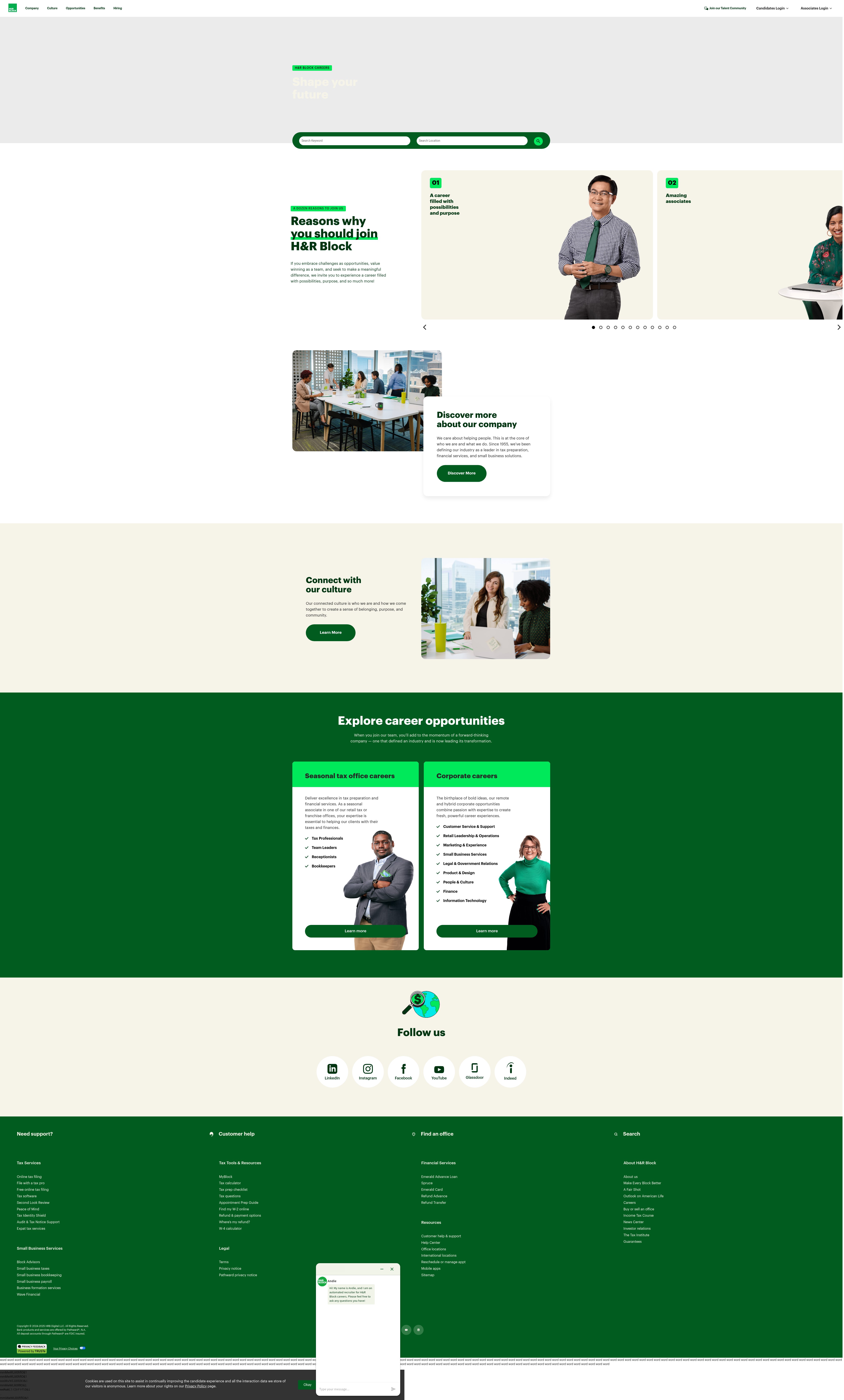 Screenshot of careers.hrblock.com