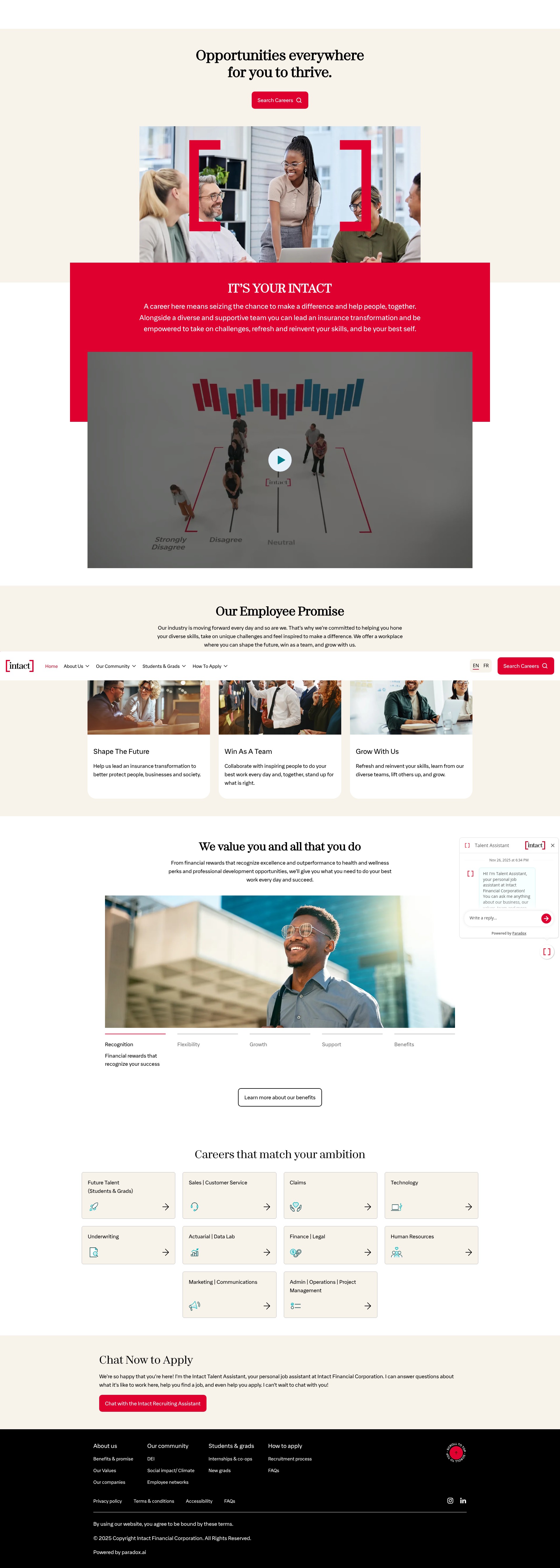 Screenshot of careers.intactfc.com
