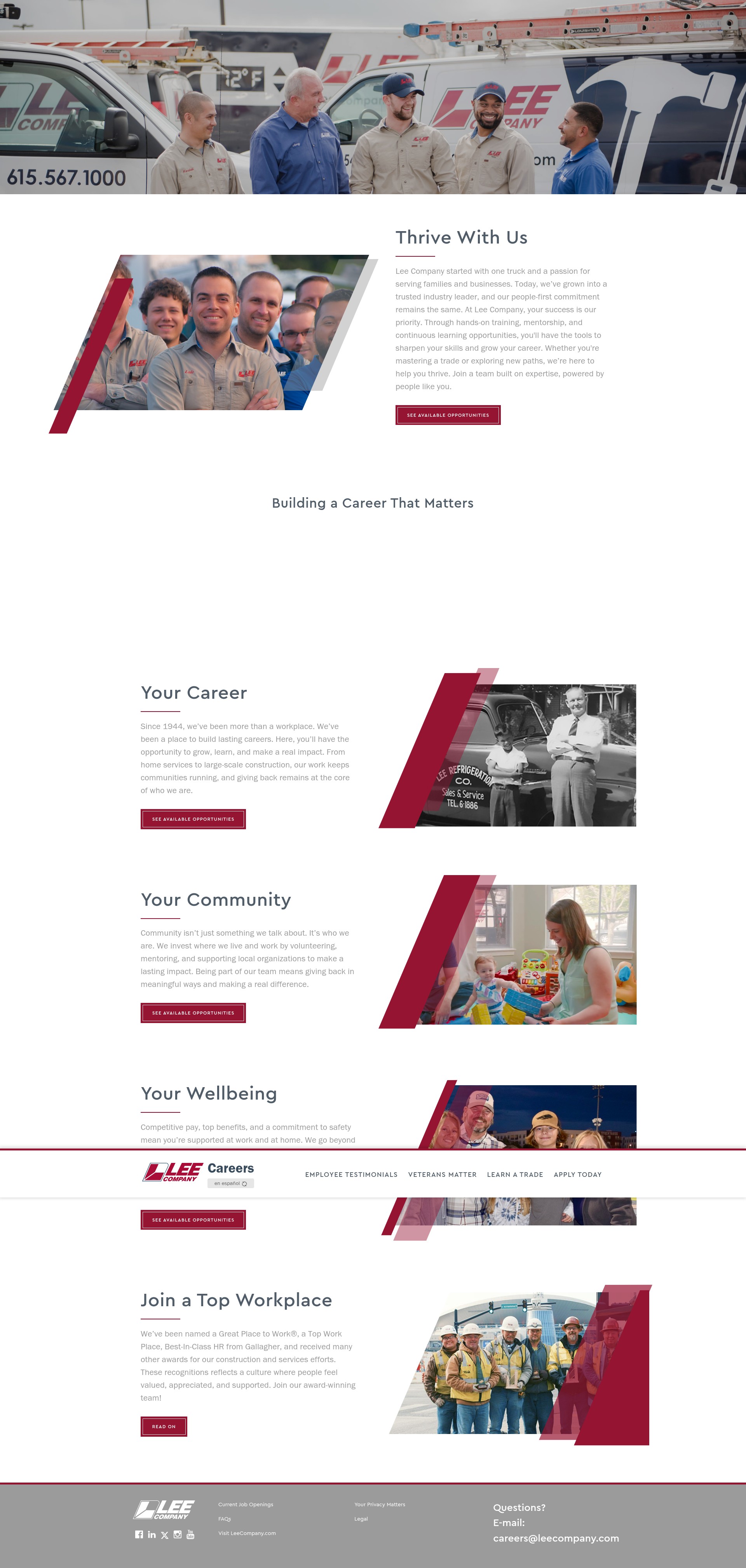 Screenshot of careers.leecompany.com