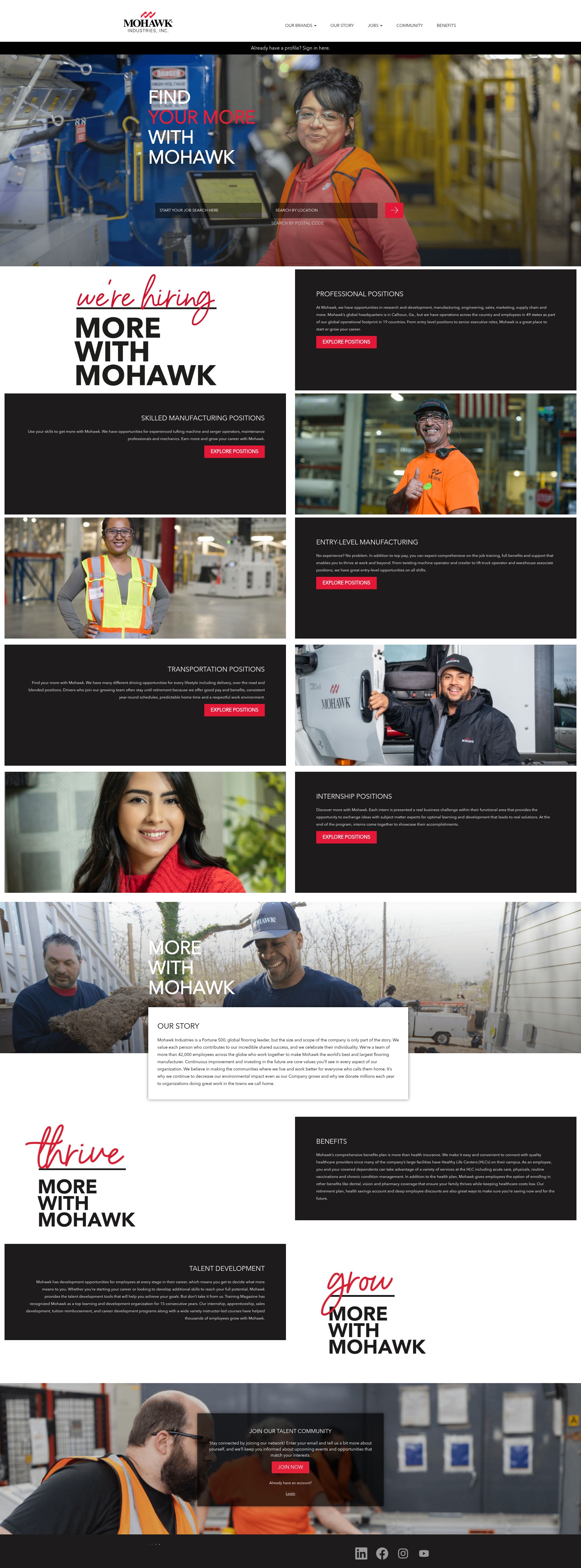 Screenshot of careers.mohawkind.com