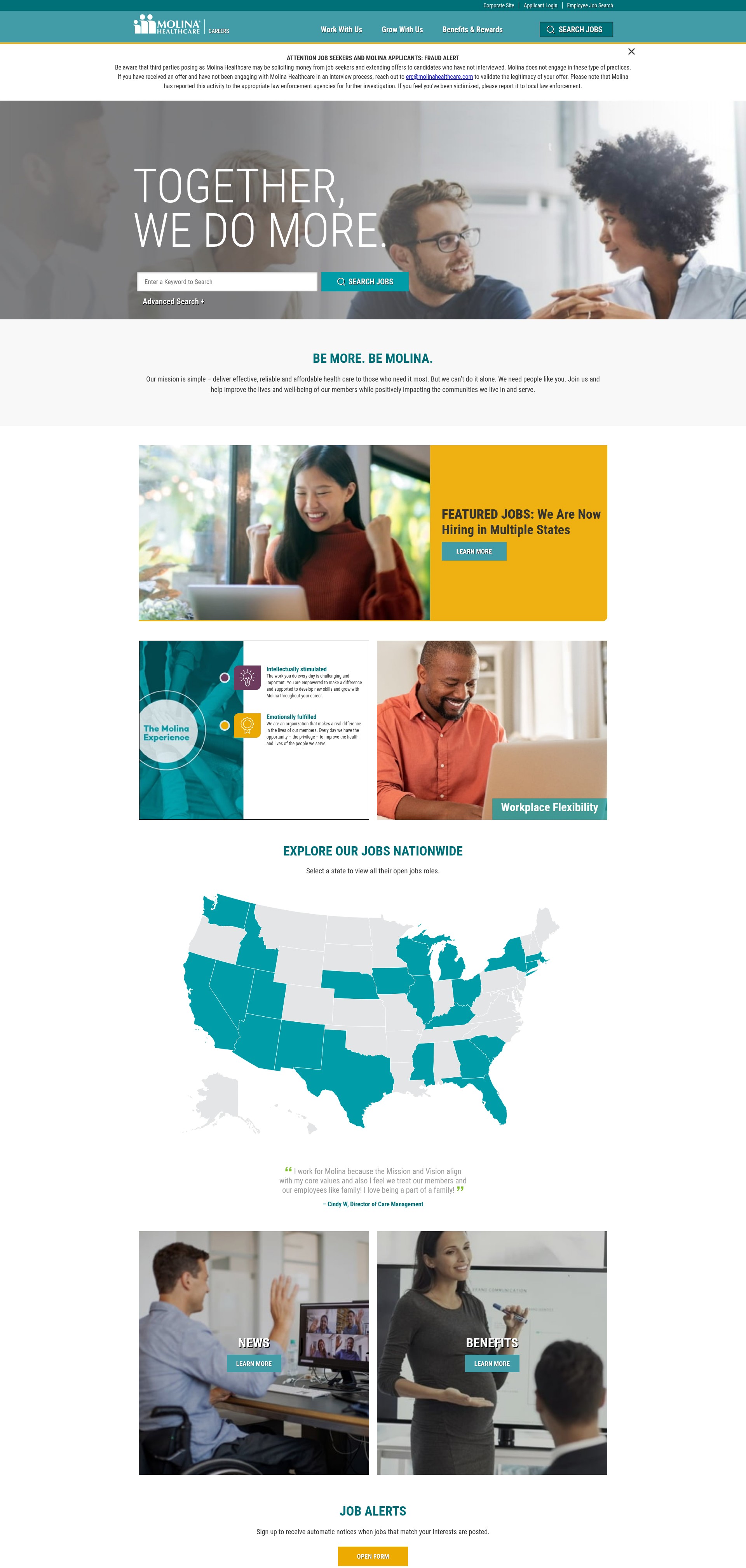 Screenshot of careers.molinahealthcare.com