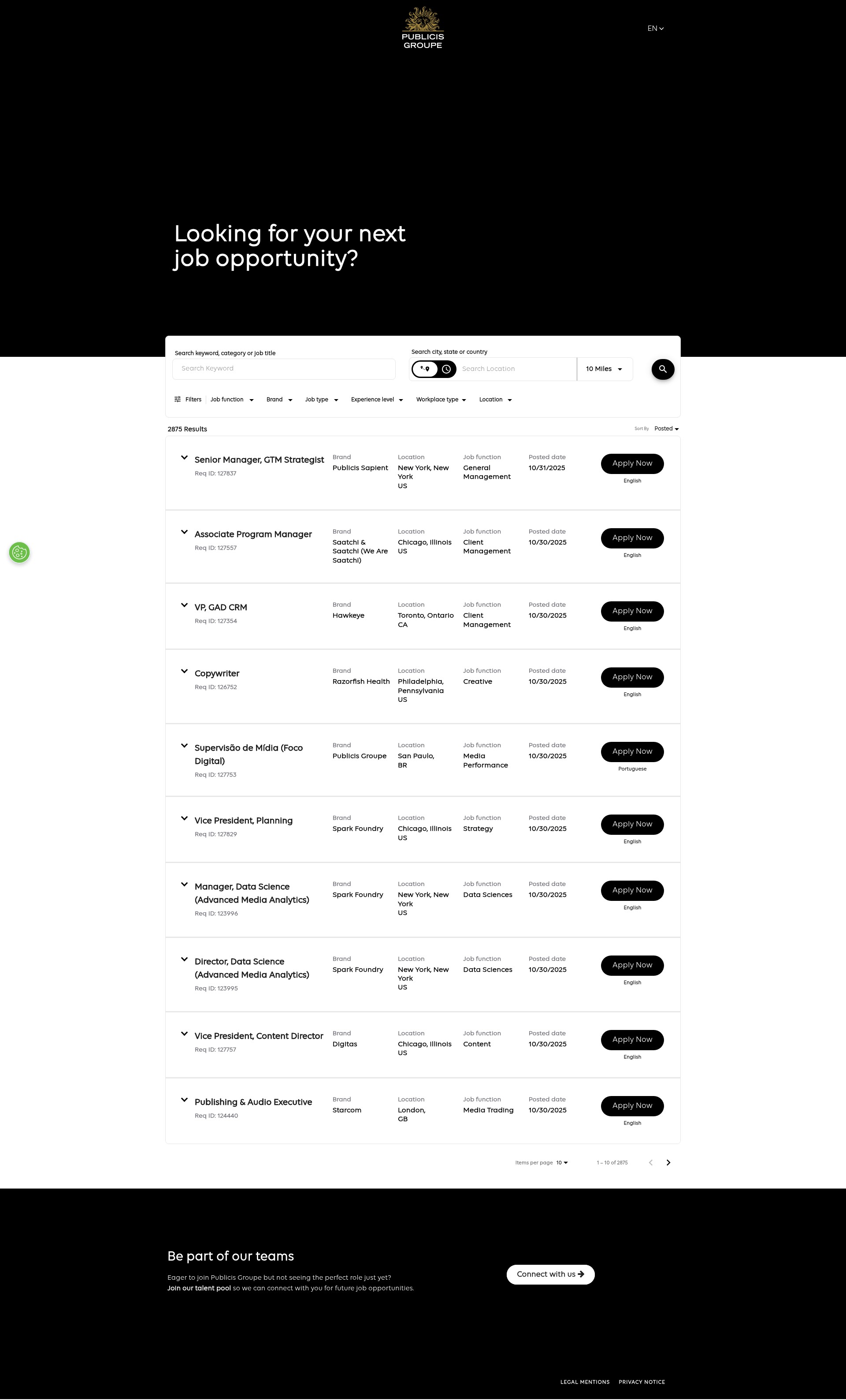 Screenshot of careers.publicisgroupe.com