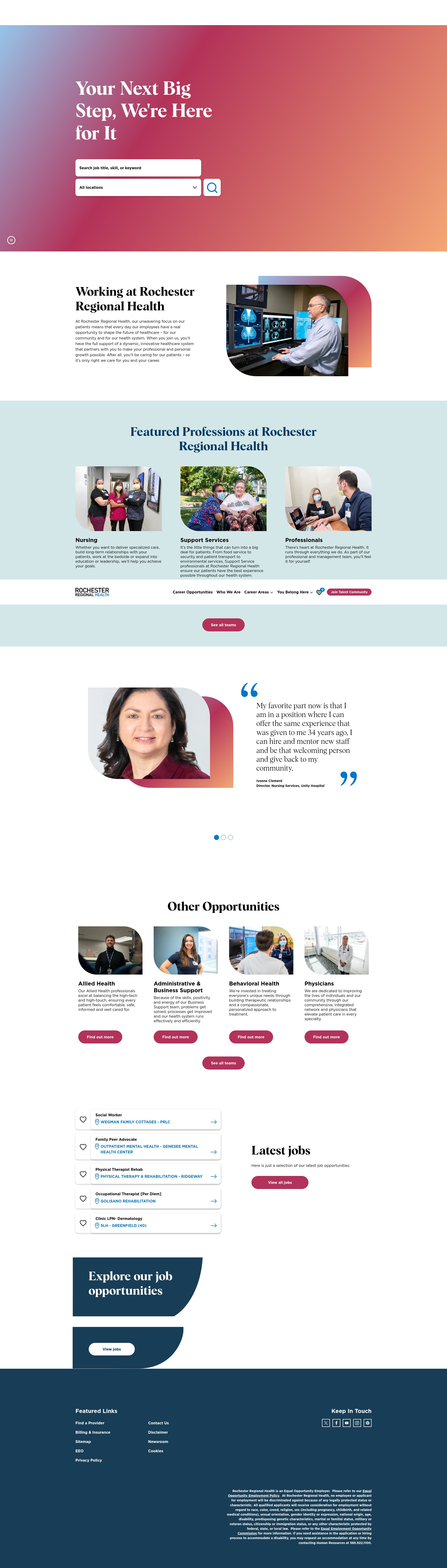 Screenshot of careers.rochesterregional.org