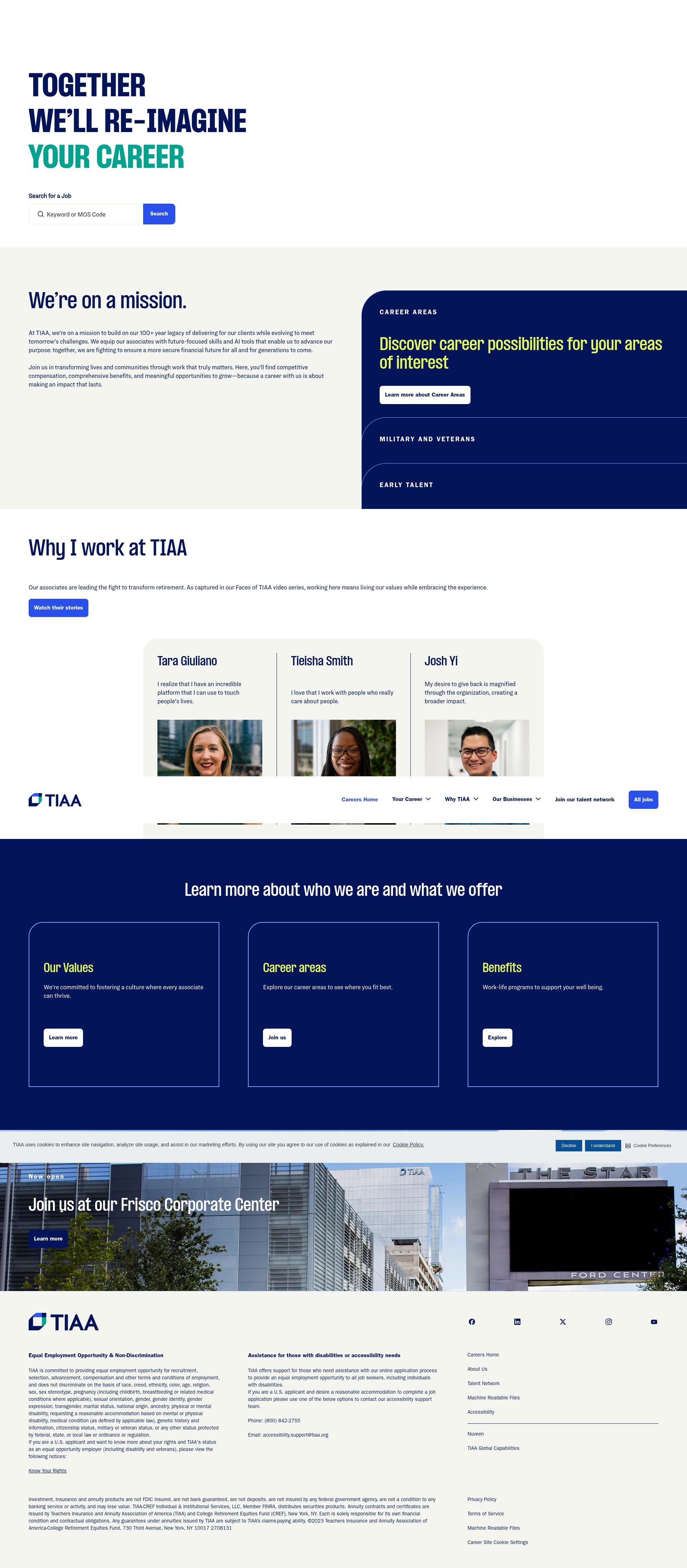 Screenshot of careers.tiaa.org