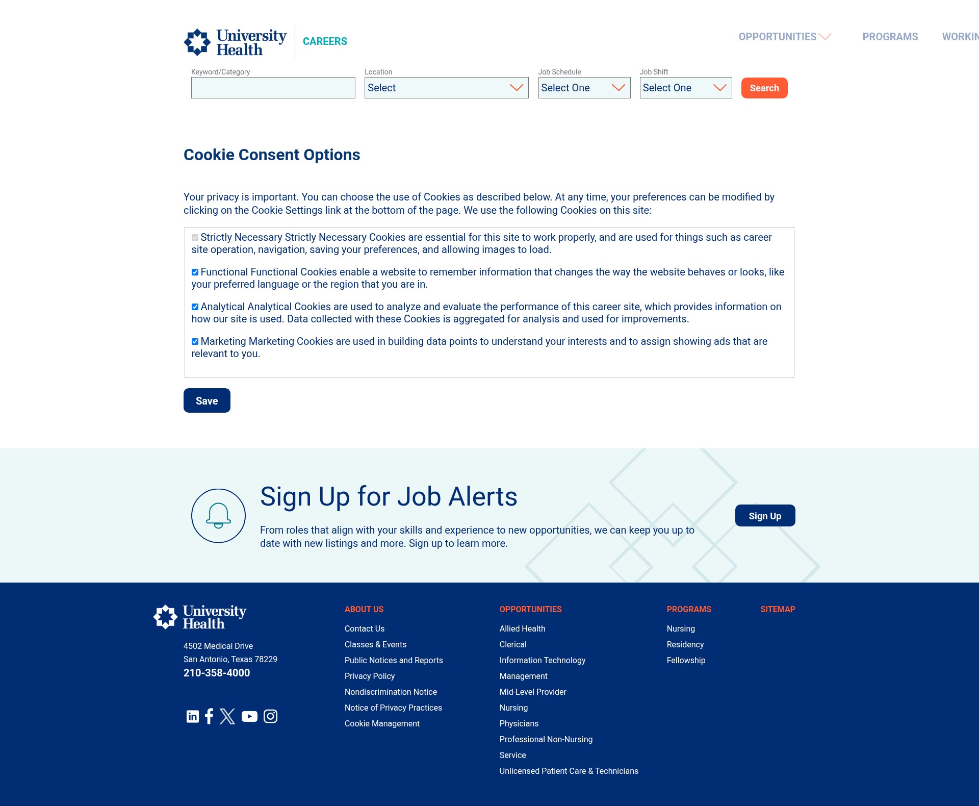 Screenshot of careers.universityhealth.com