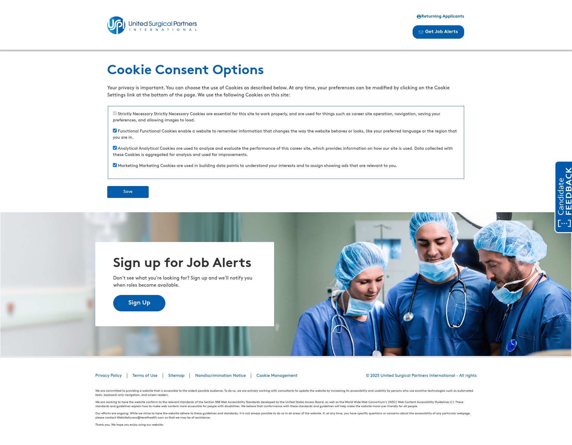 Screenshot of careers.uspi.com
