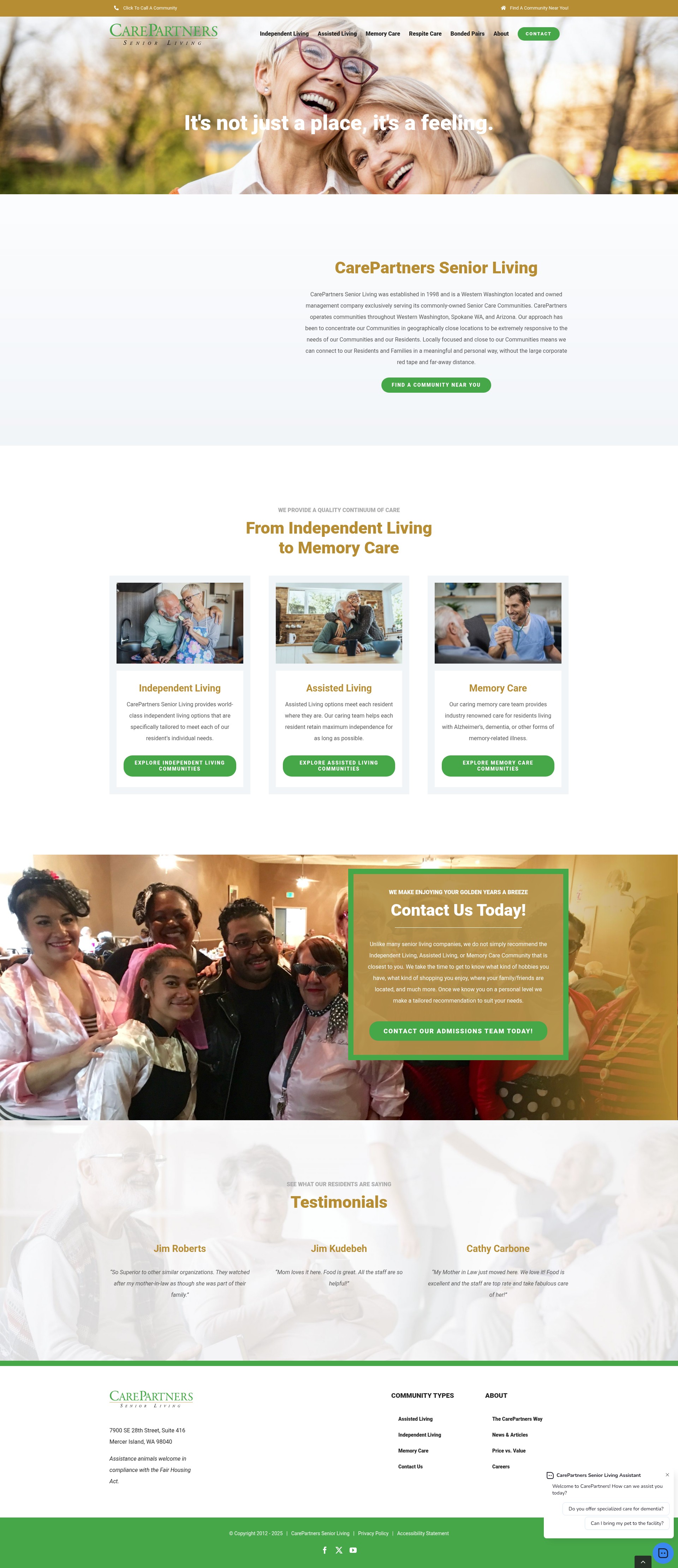 Screenshot of carepartnersliving.com