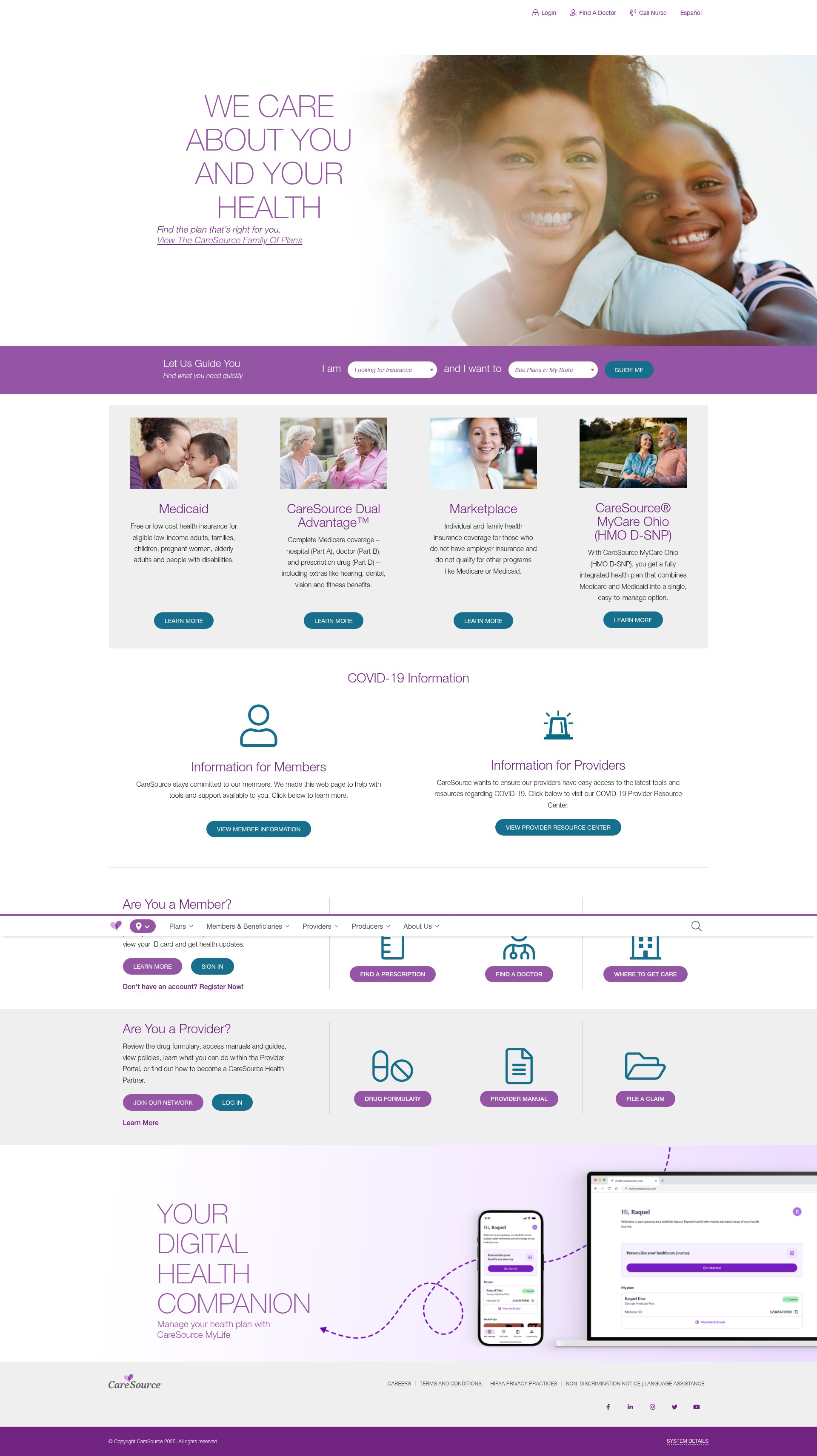 Screenshot of caresource.com