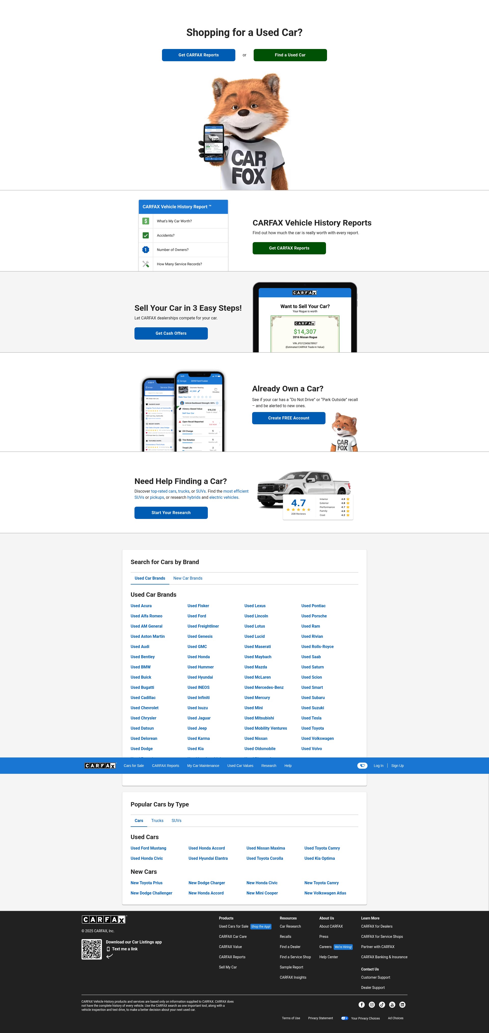 Screenshot of carfax.com