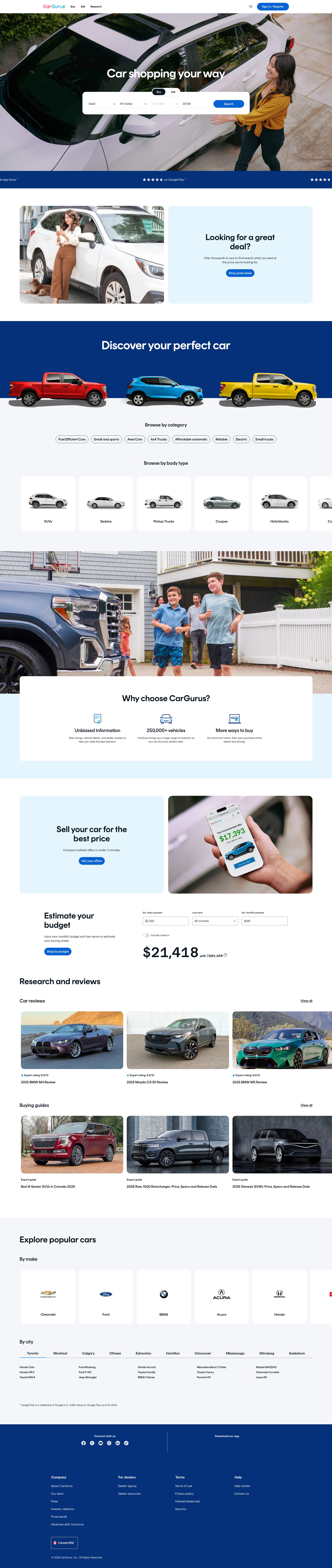Screenshot of cargurus.ca