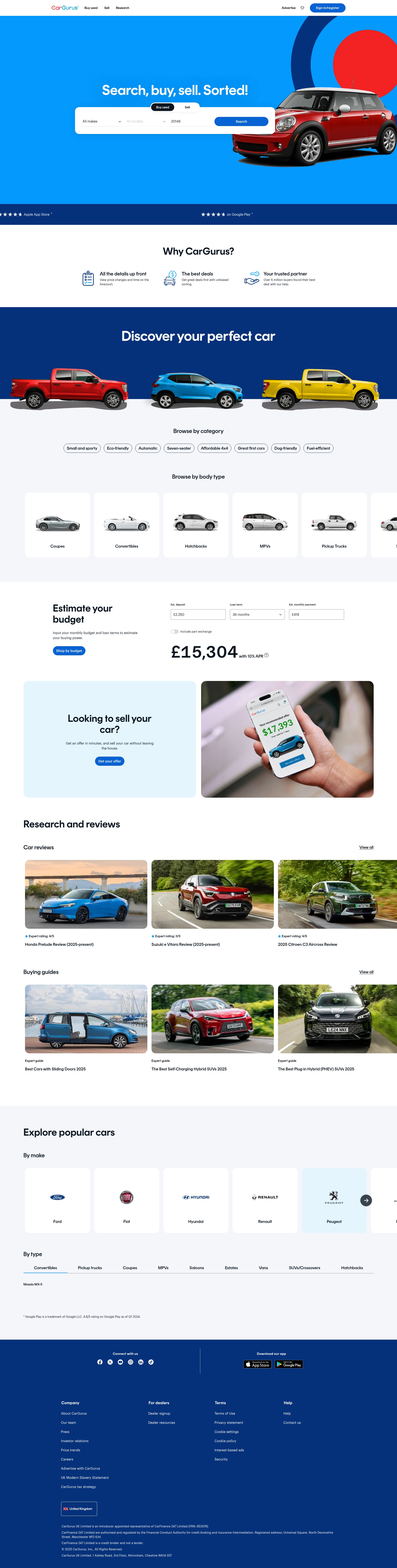 Screenshot of cargurus.co.uk