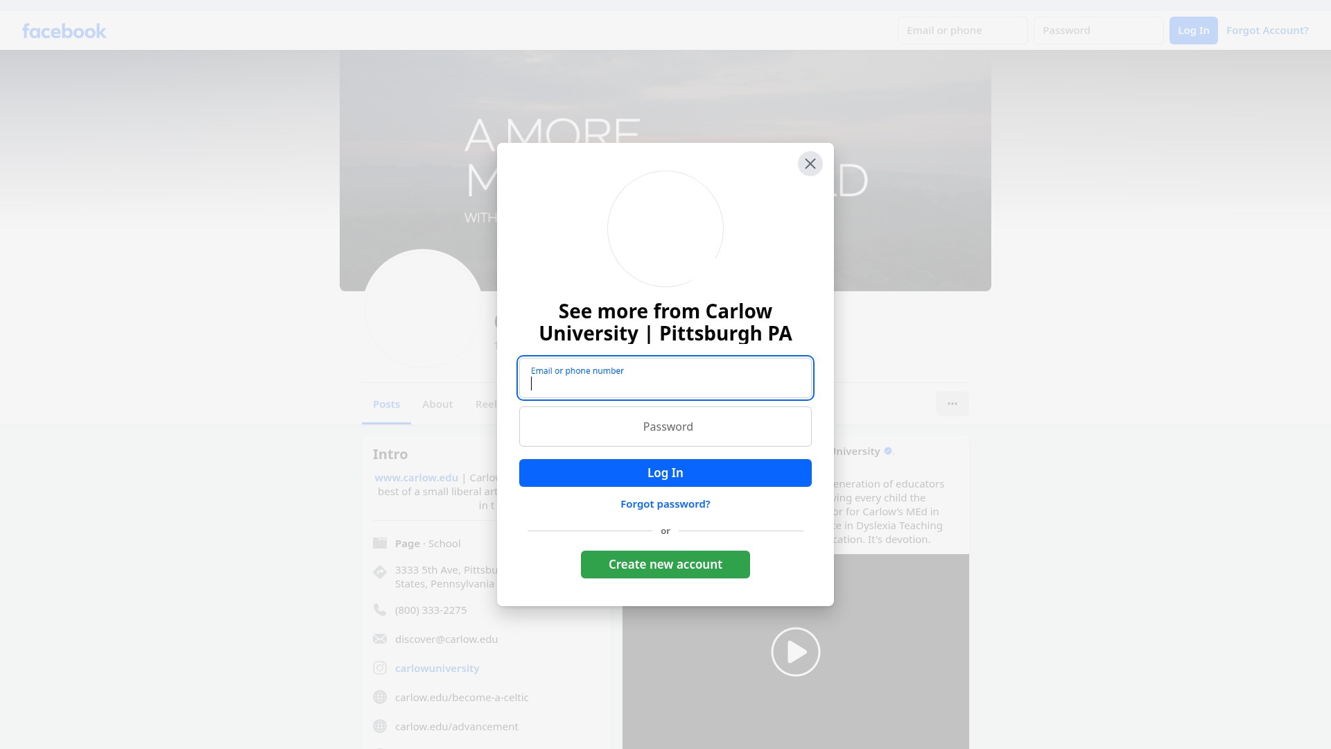 Screenshot of carlow.edu
