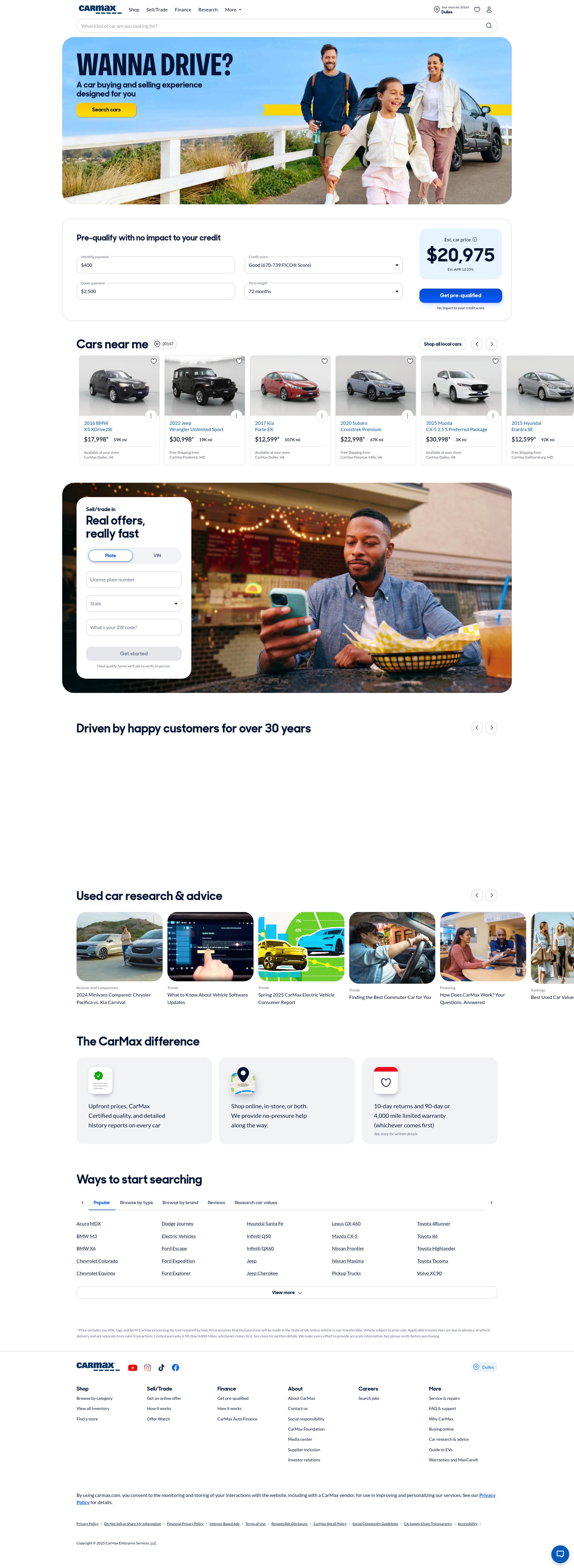 Screenshot of carmax.com