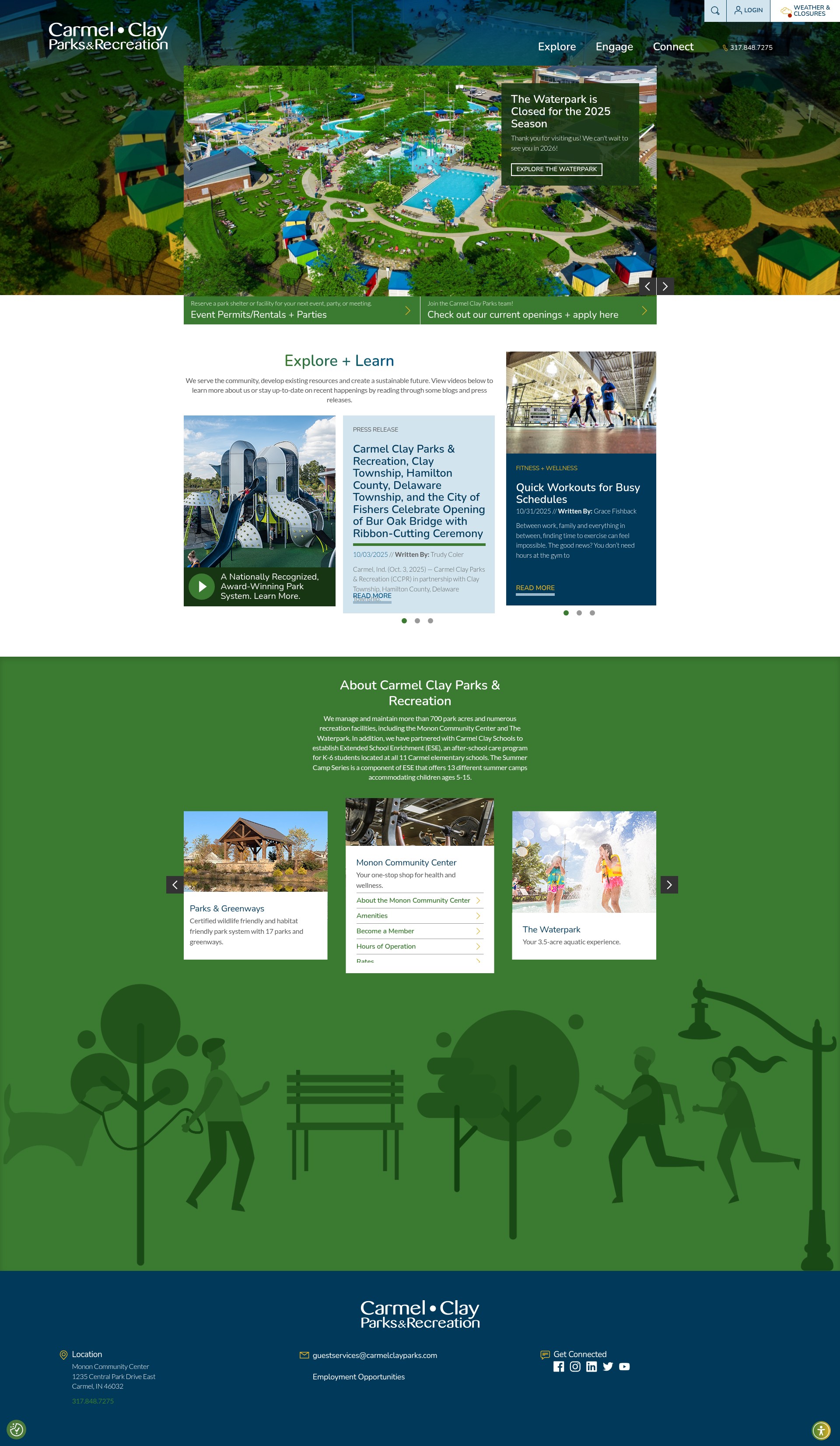 Screenshot of carmelclayparks.com