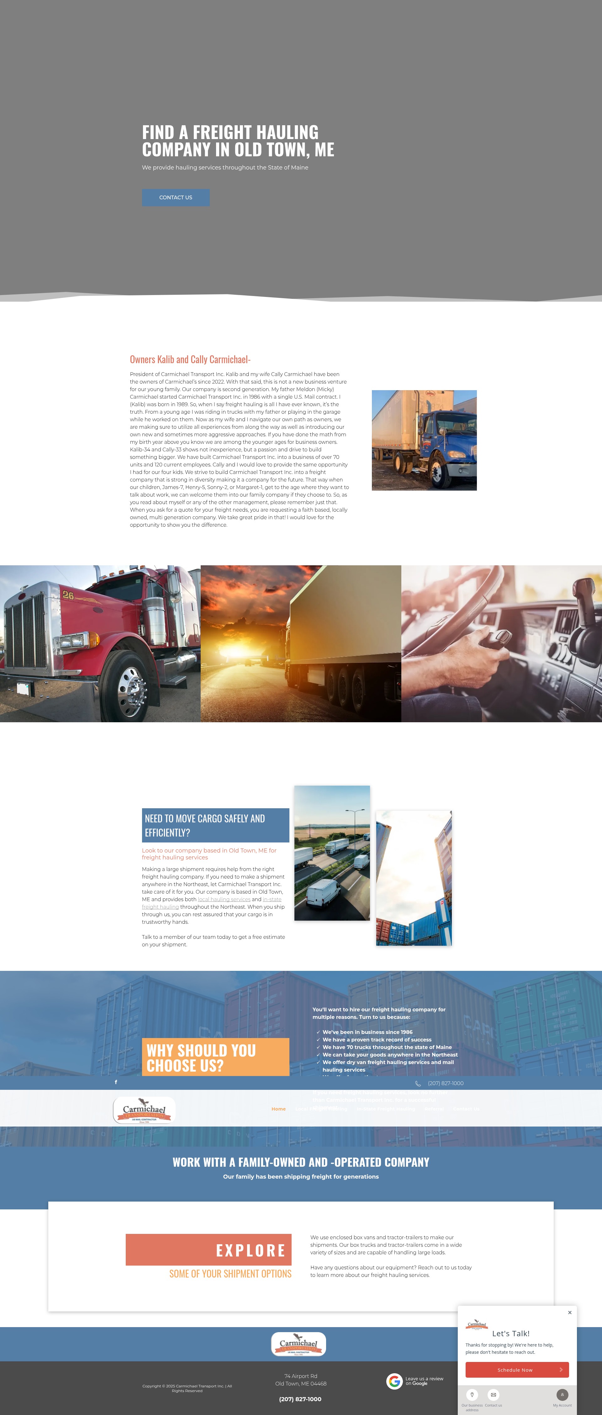 Screenshot of carmichaeltransport.com