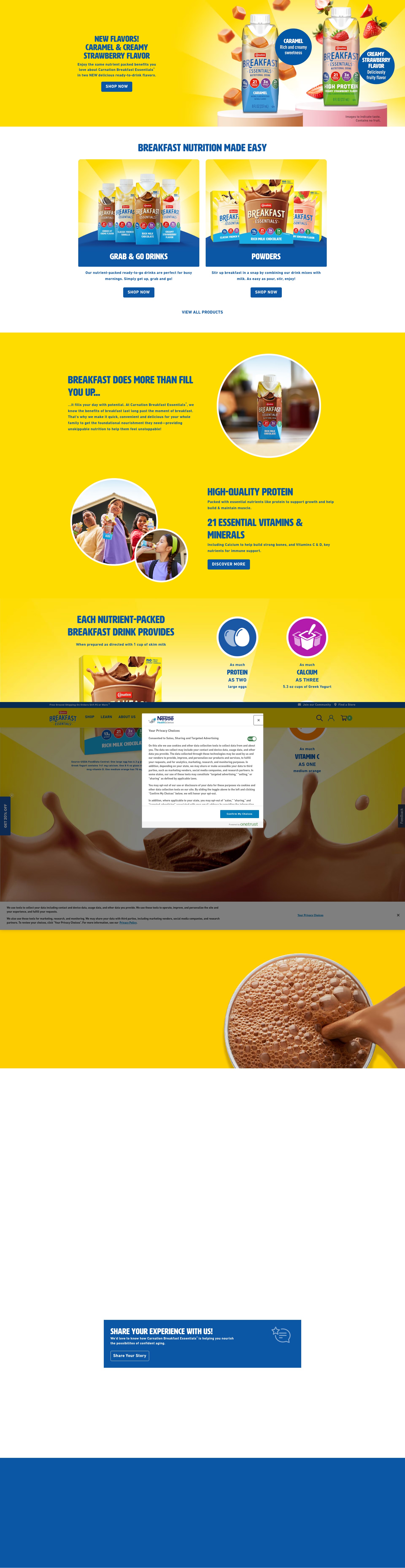 Screenshot of carnationbreakfastessentials.com