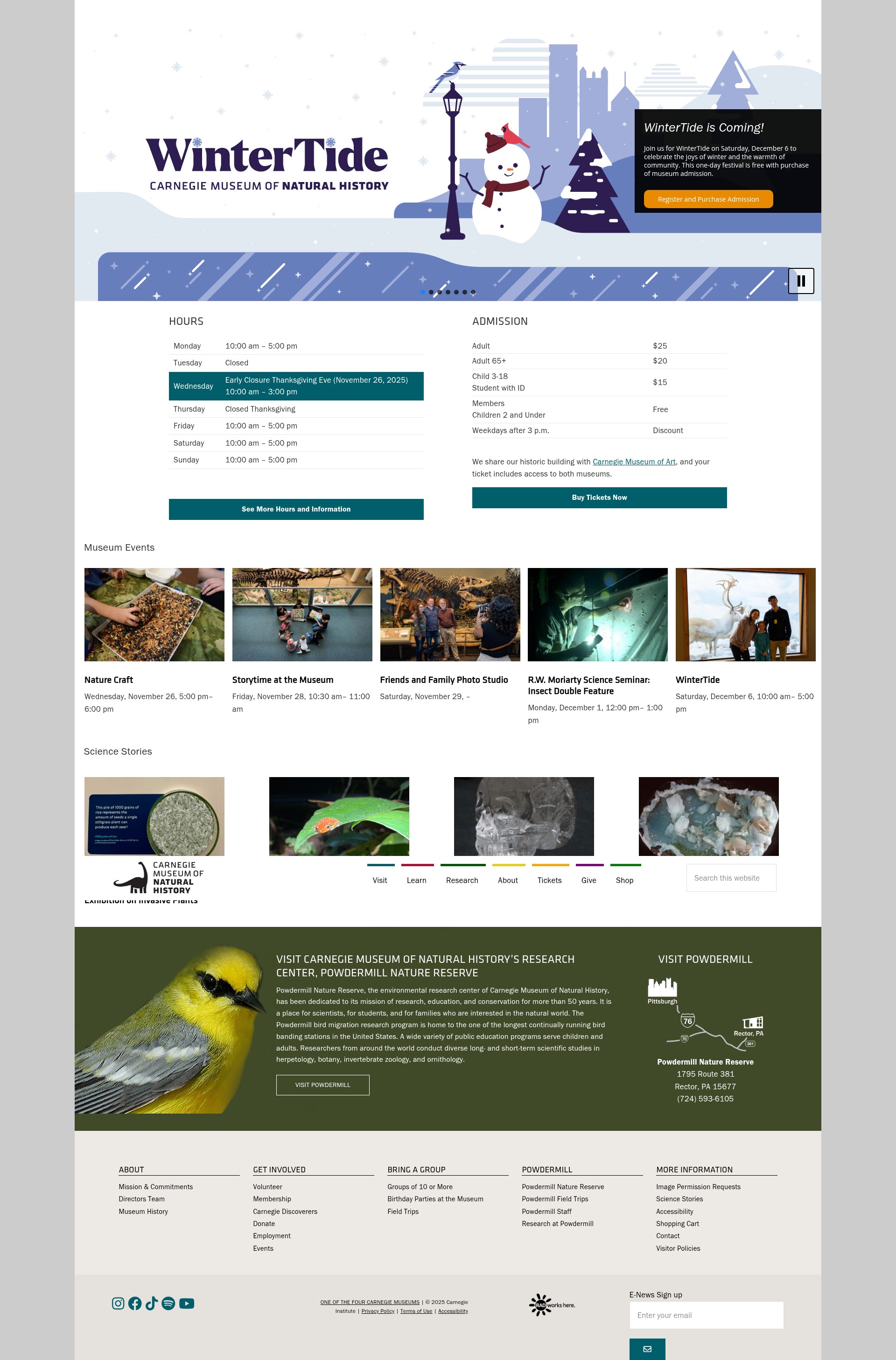 Screenshot of carnegiemnh.org