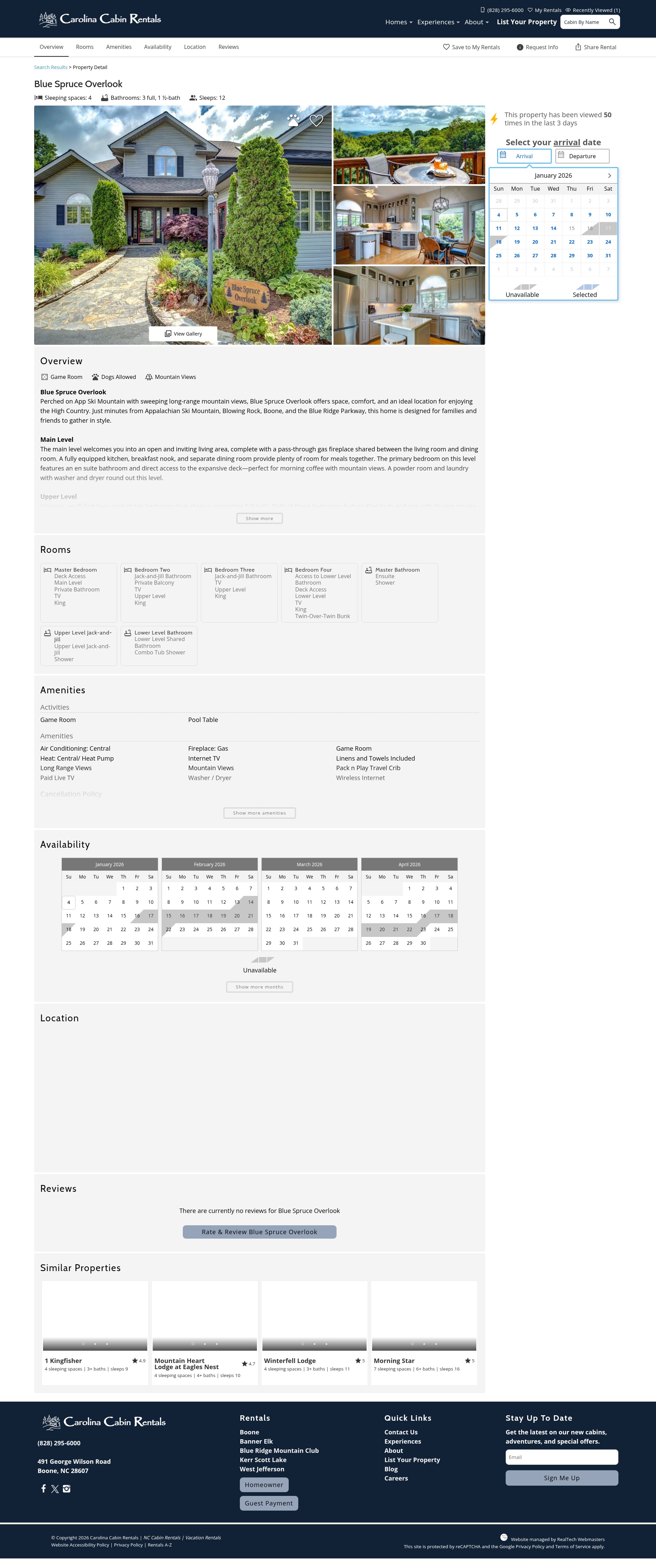 Screenshot of carolinacabinrentals.com