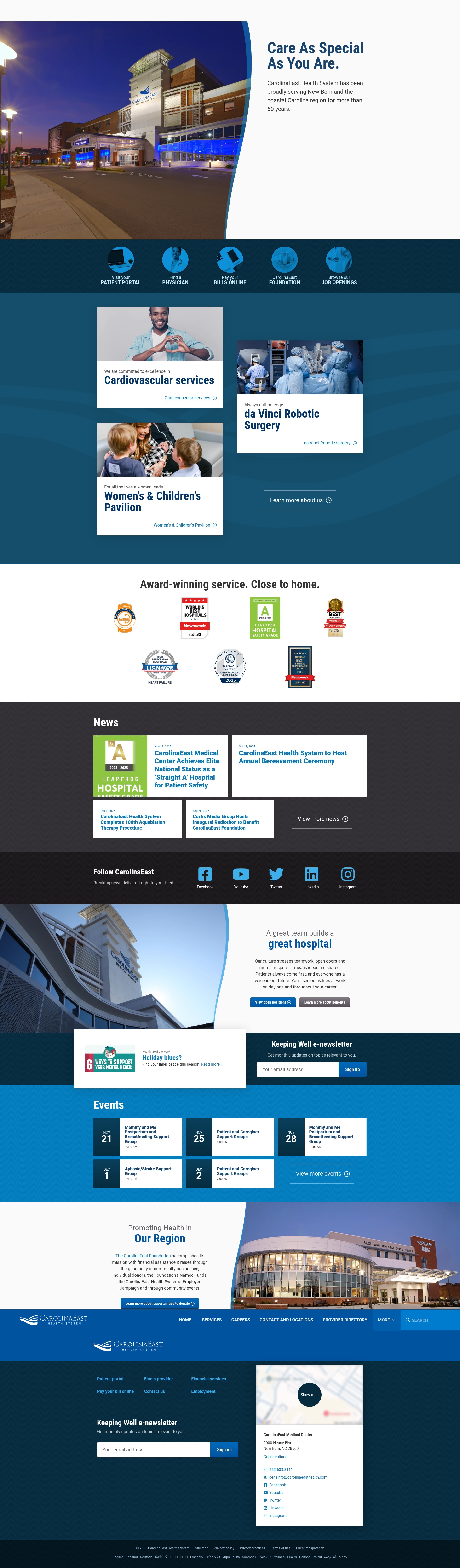 Screenshot of carolinaeasthealth.com