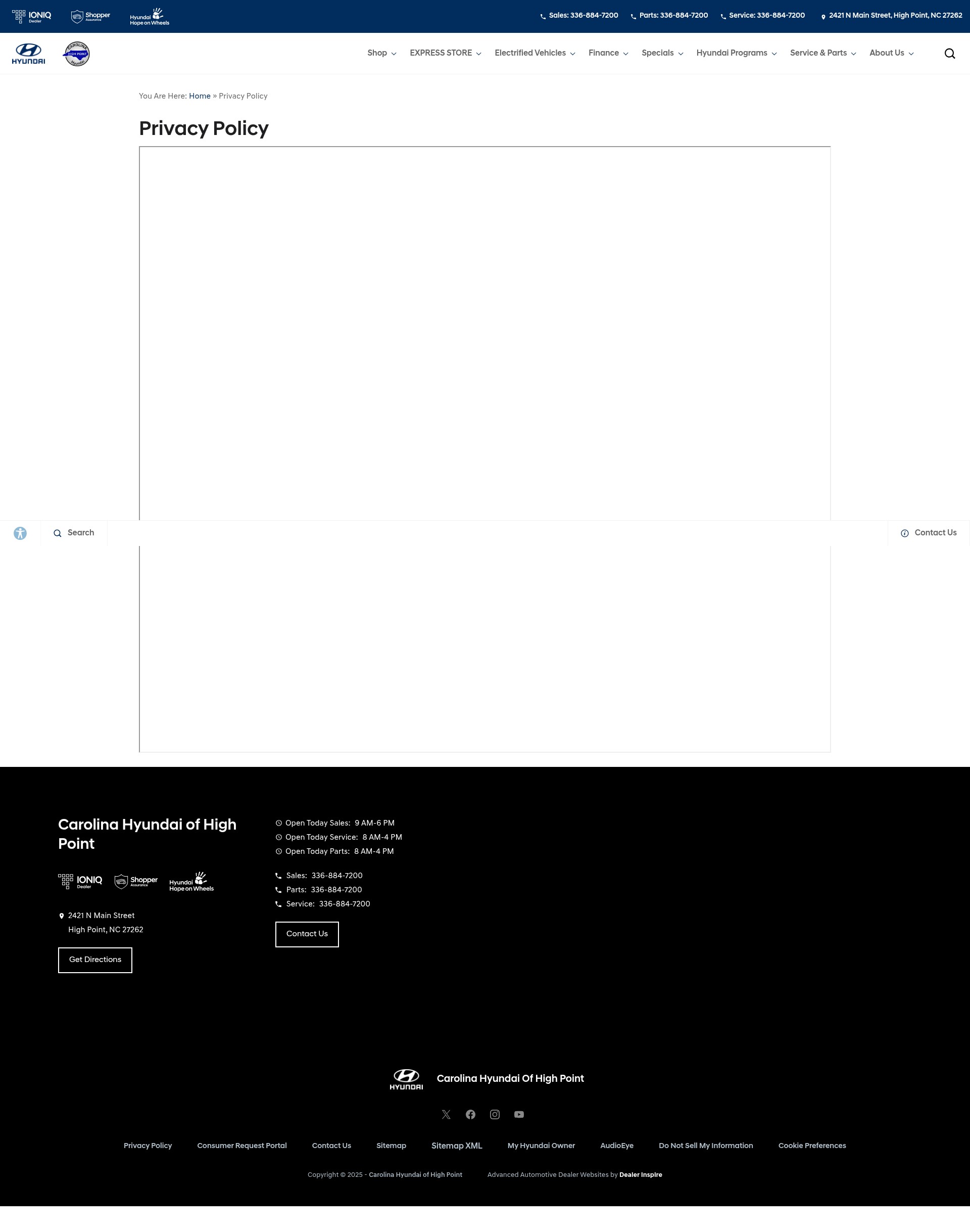 Screenshot of carolinahyundai.com