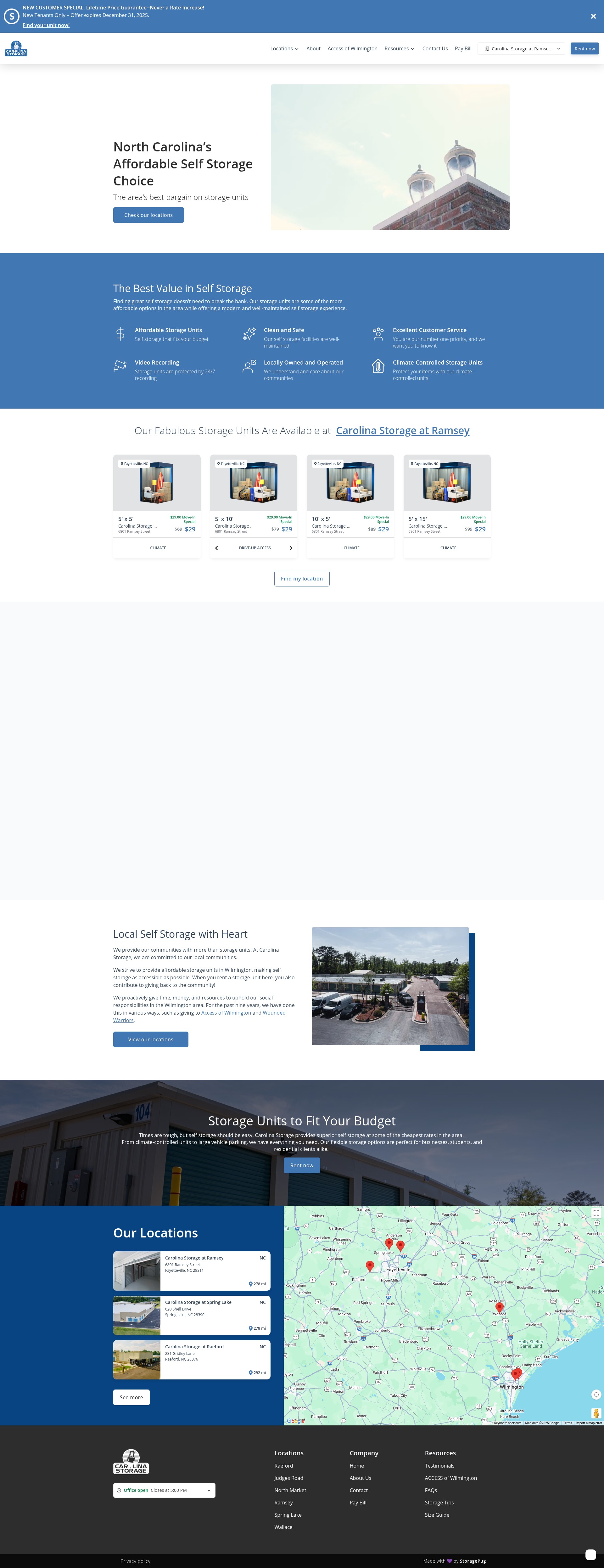 Screenshot of carolinastorage.com