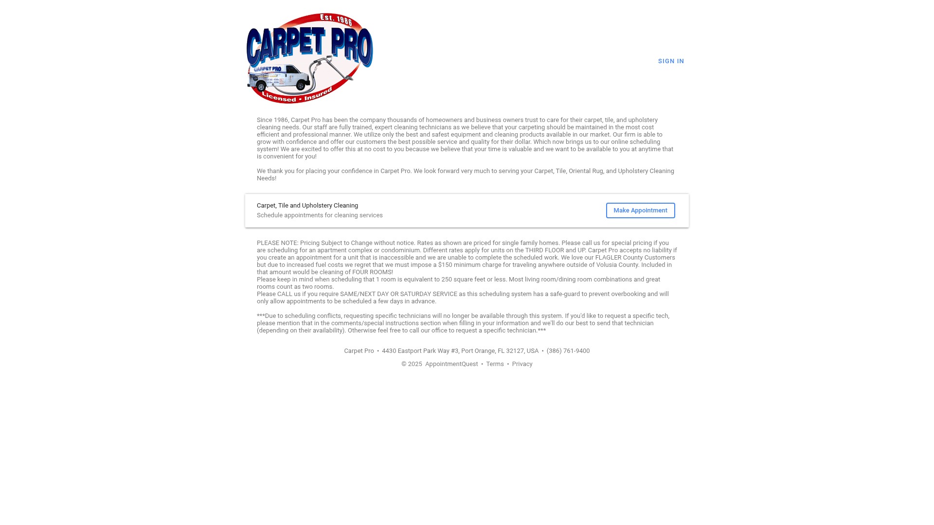 Screenshot of carpetproofvolusia.com