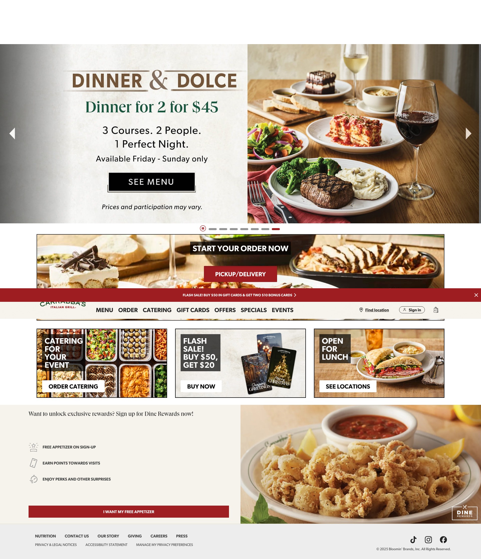Screenshot of carrabbas.com