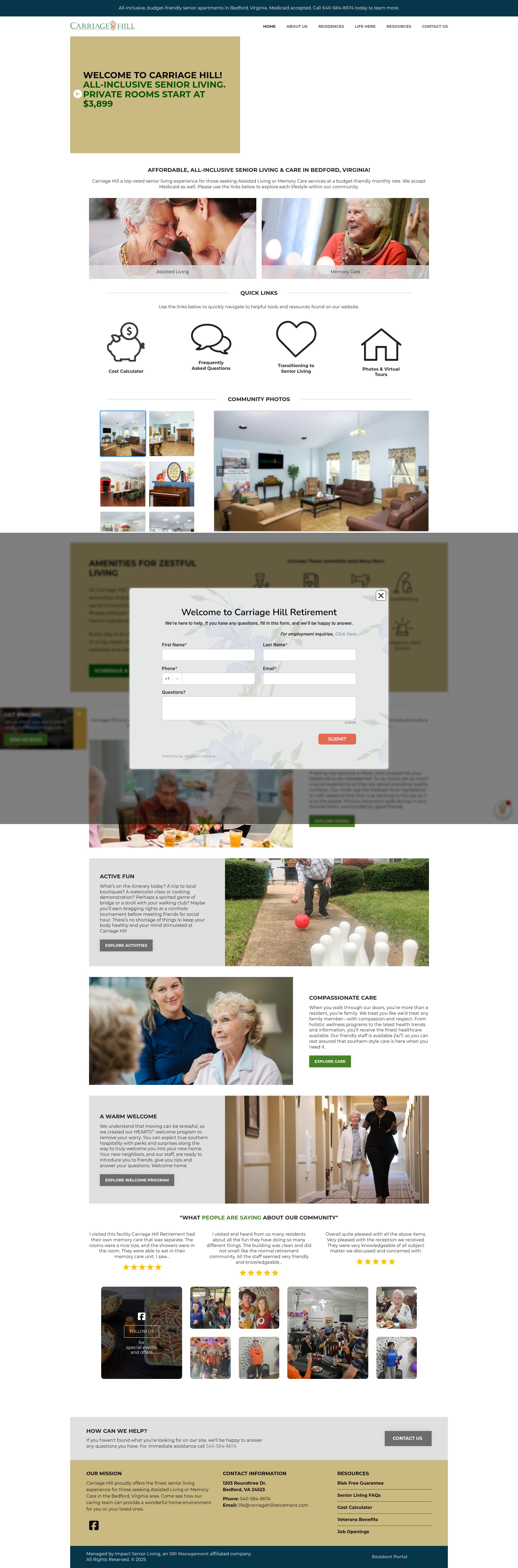 Screenshot of carriagehillretirement.com