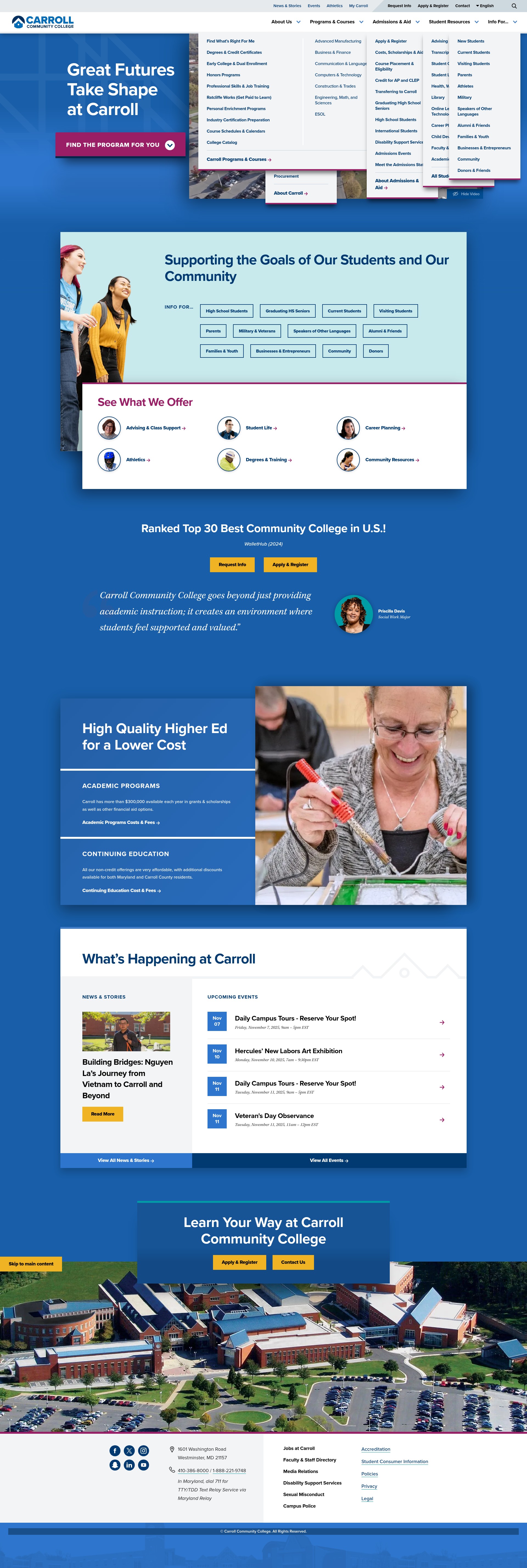 Screenshot of carrollcc.edu