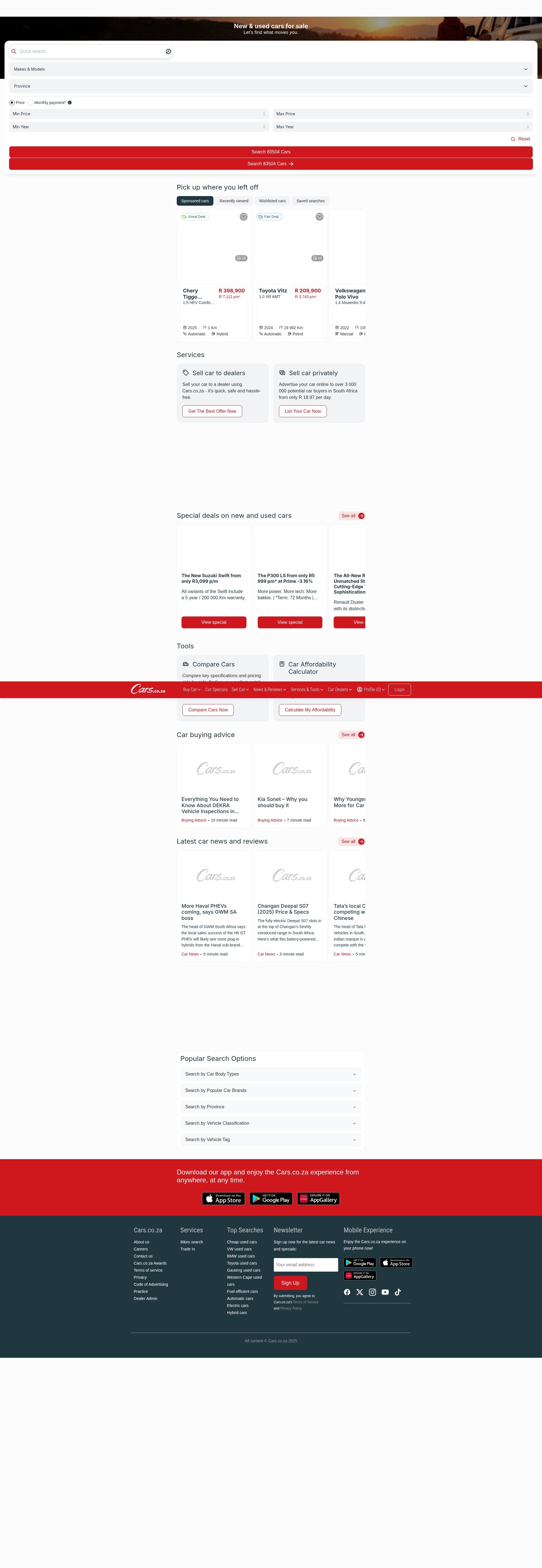 Screenshot of cars.co.za