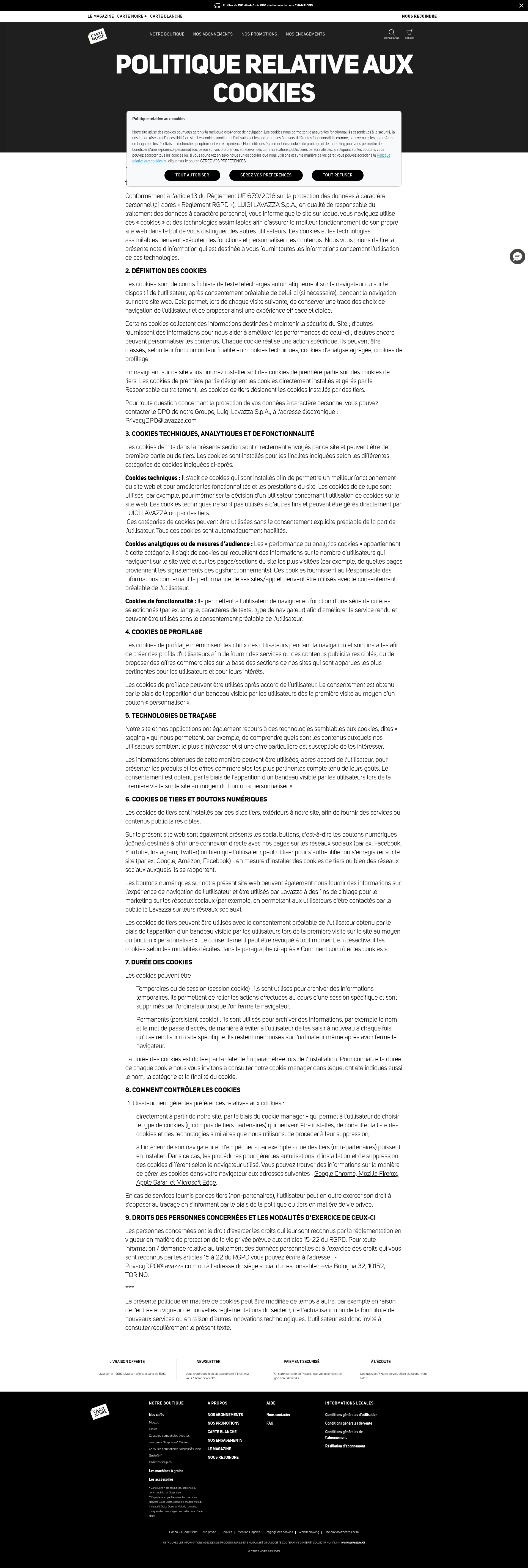 Screenshot of cartenoire.fr