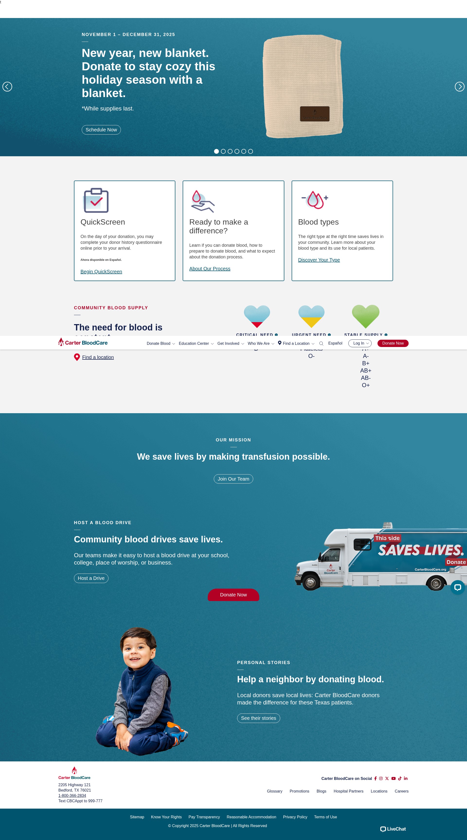 Screenshot of carterbloodcare.org