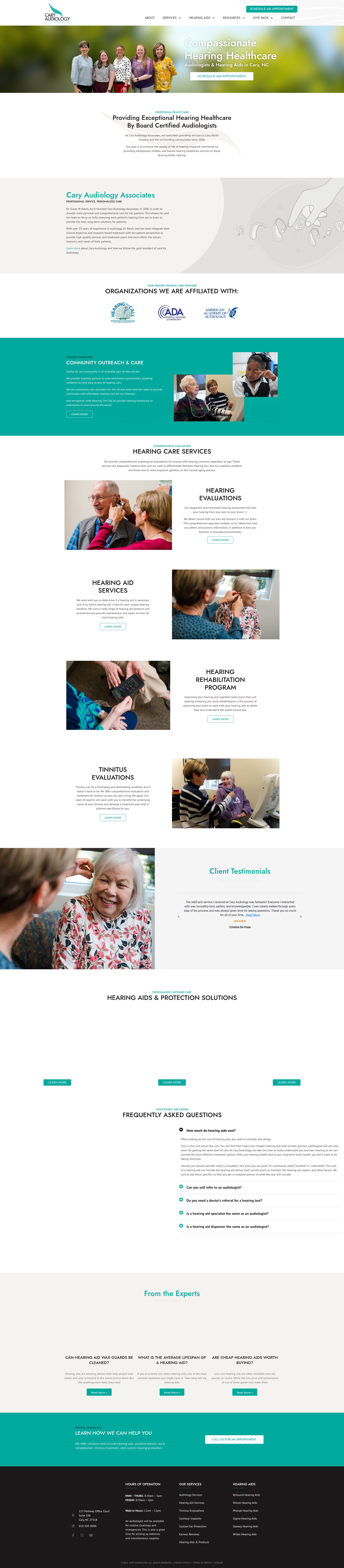 Screenshot of caryaudiology.com