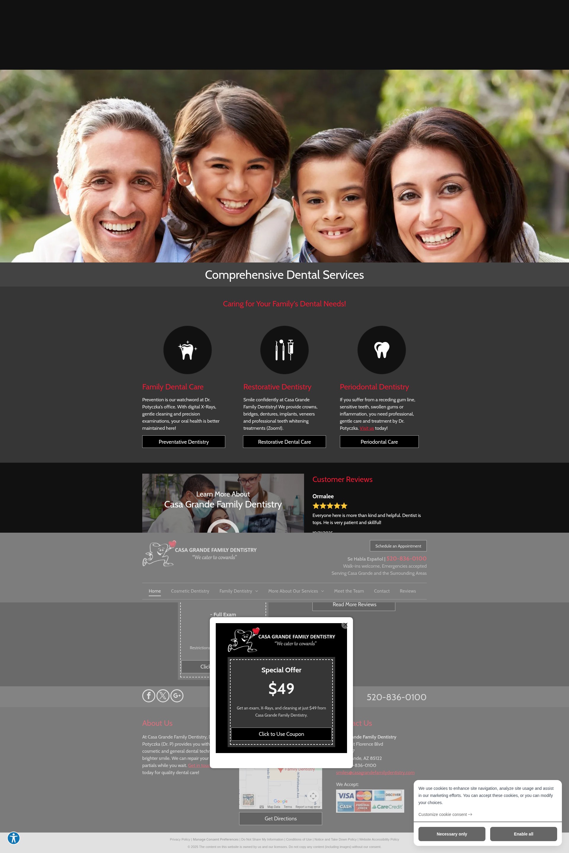 Screenshot of casagrandefamilydentistry.com