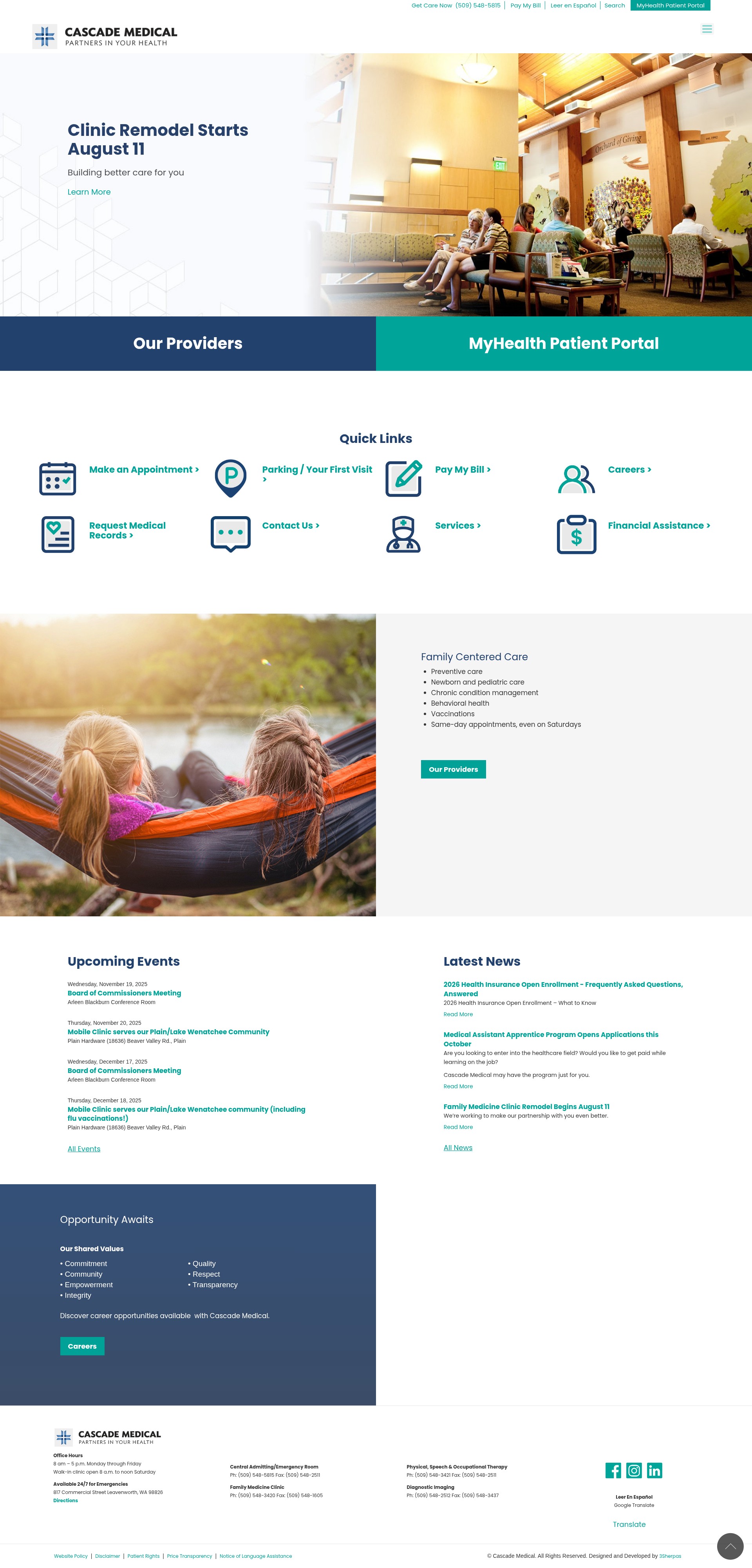 Screenshot of cascademedical.org