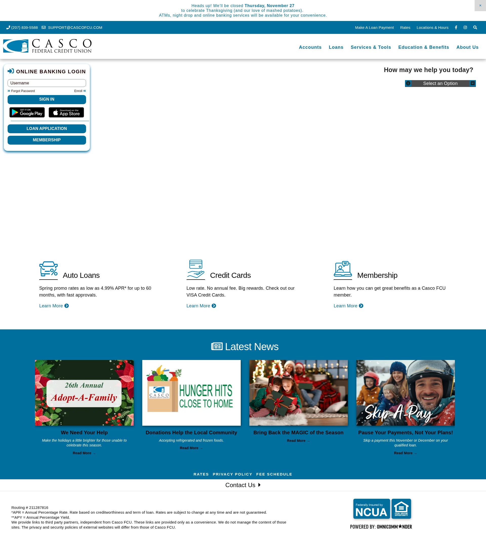 Screenshot of cascofcu.com
