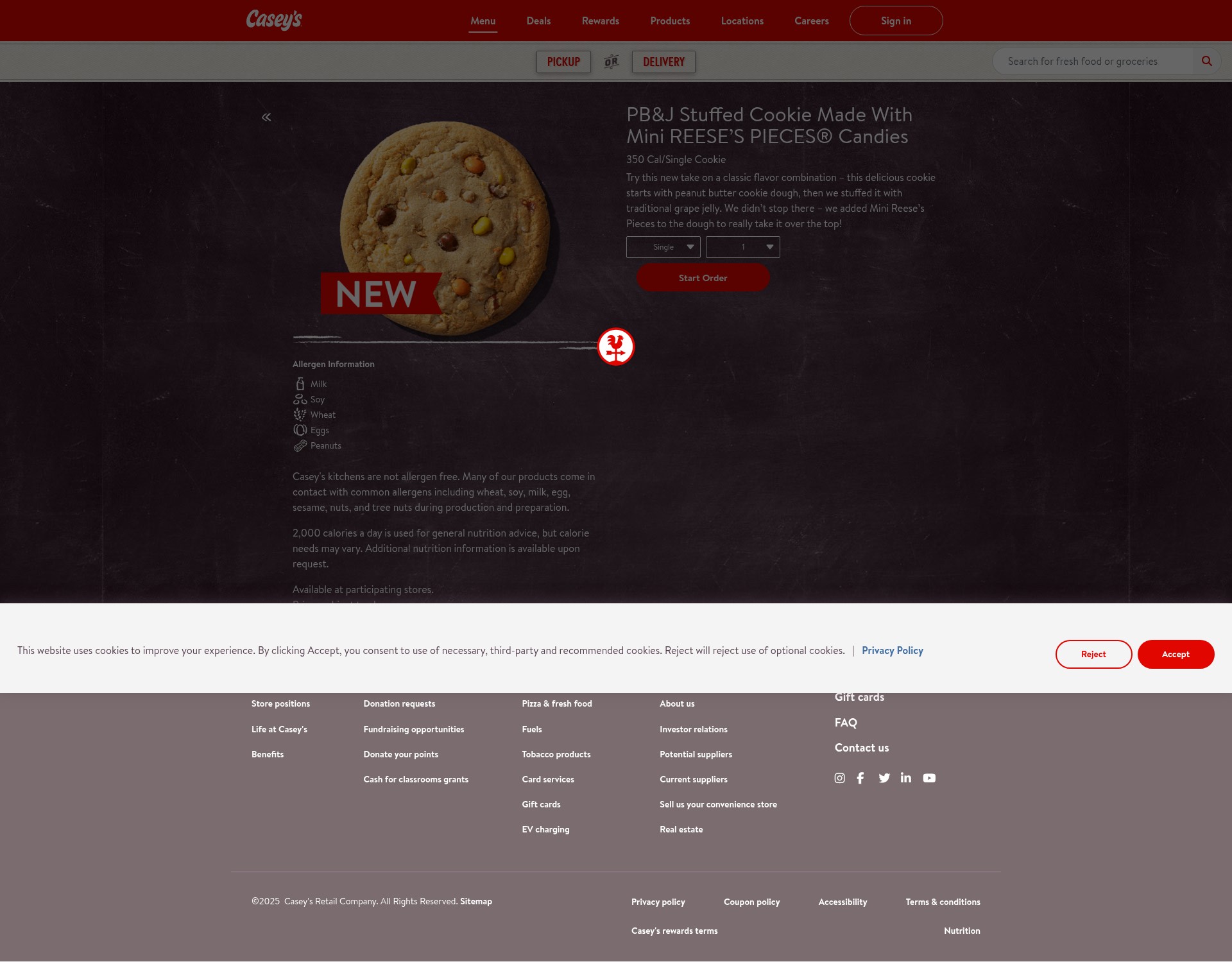 Screenshot of caseys.com