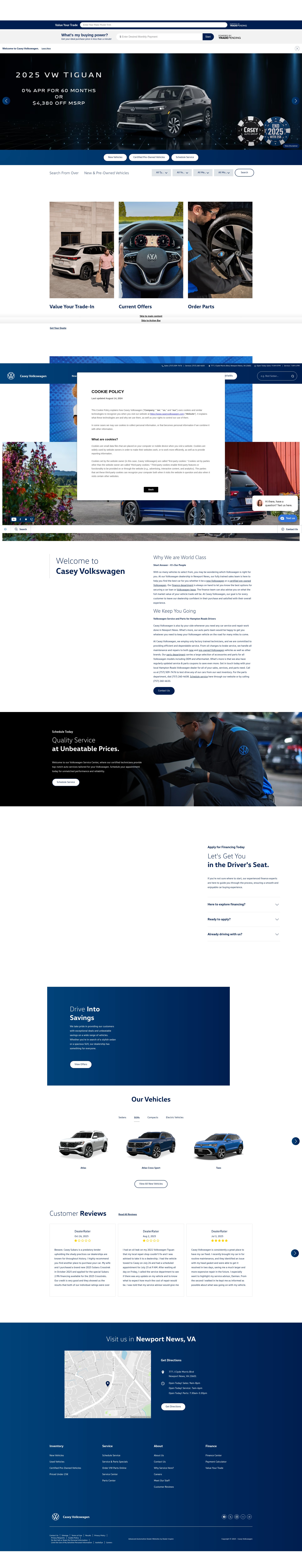 Screenshot of caseyvolkswagen.com