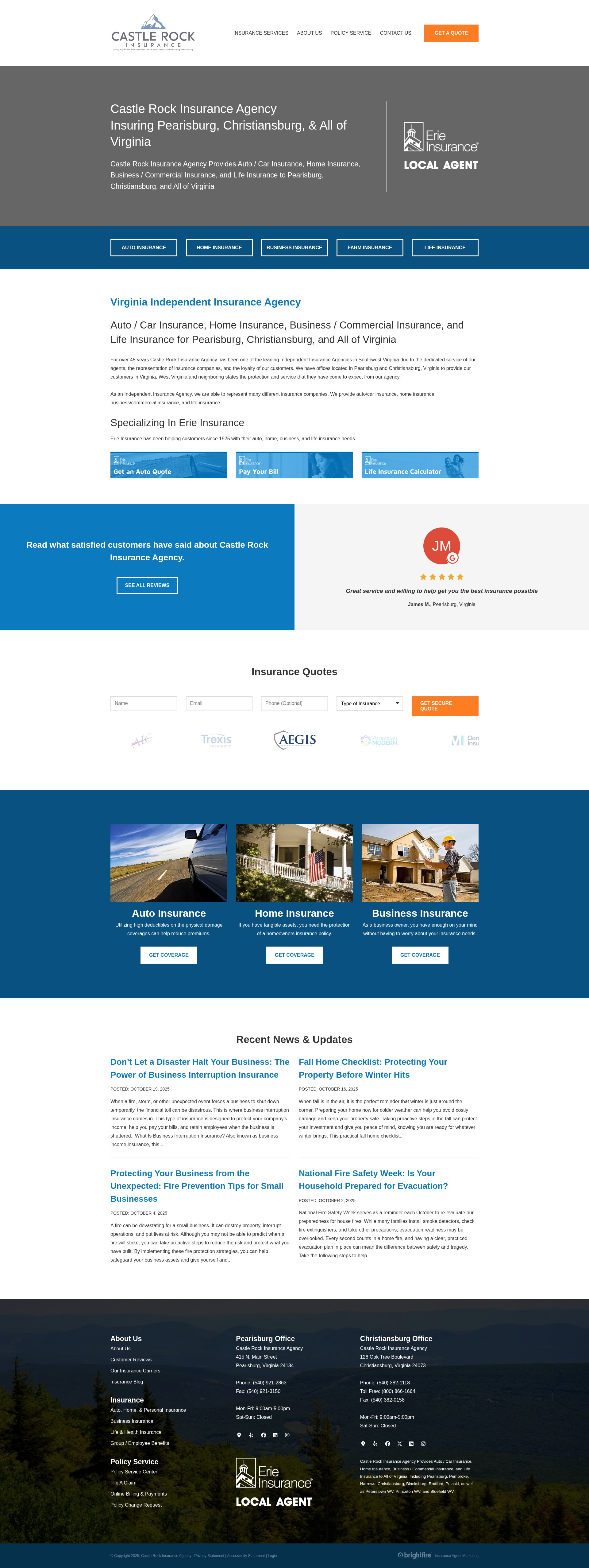 Screenshot of castlerockins.com