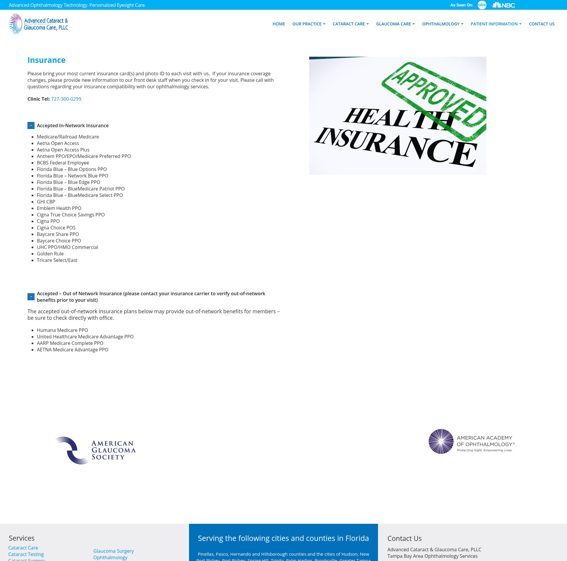 Screenshot of cataractglaucomacare.com