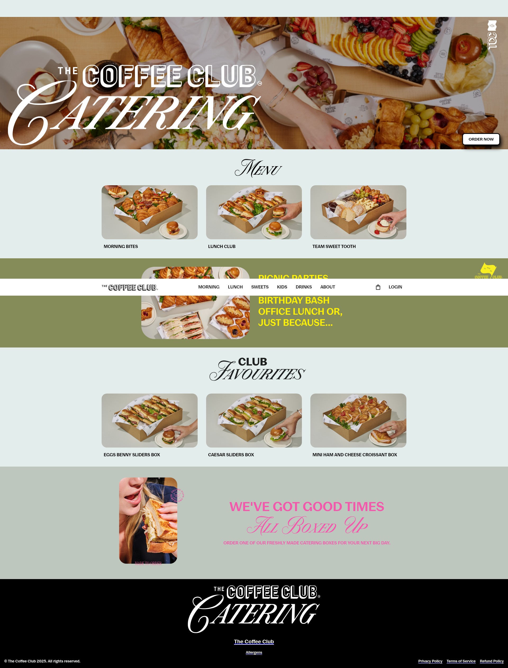 Screenshot of catering.coffeeclub.com.au