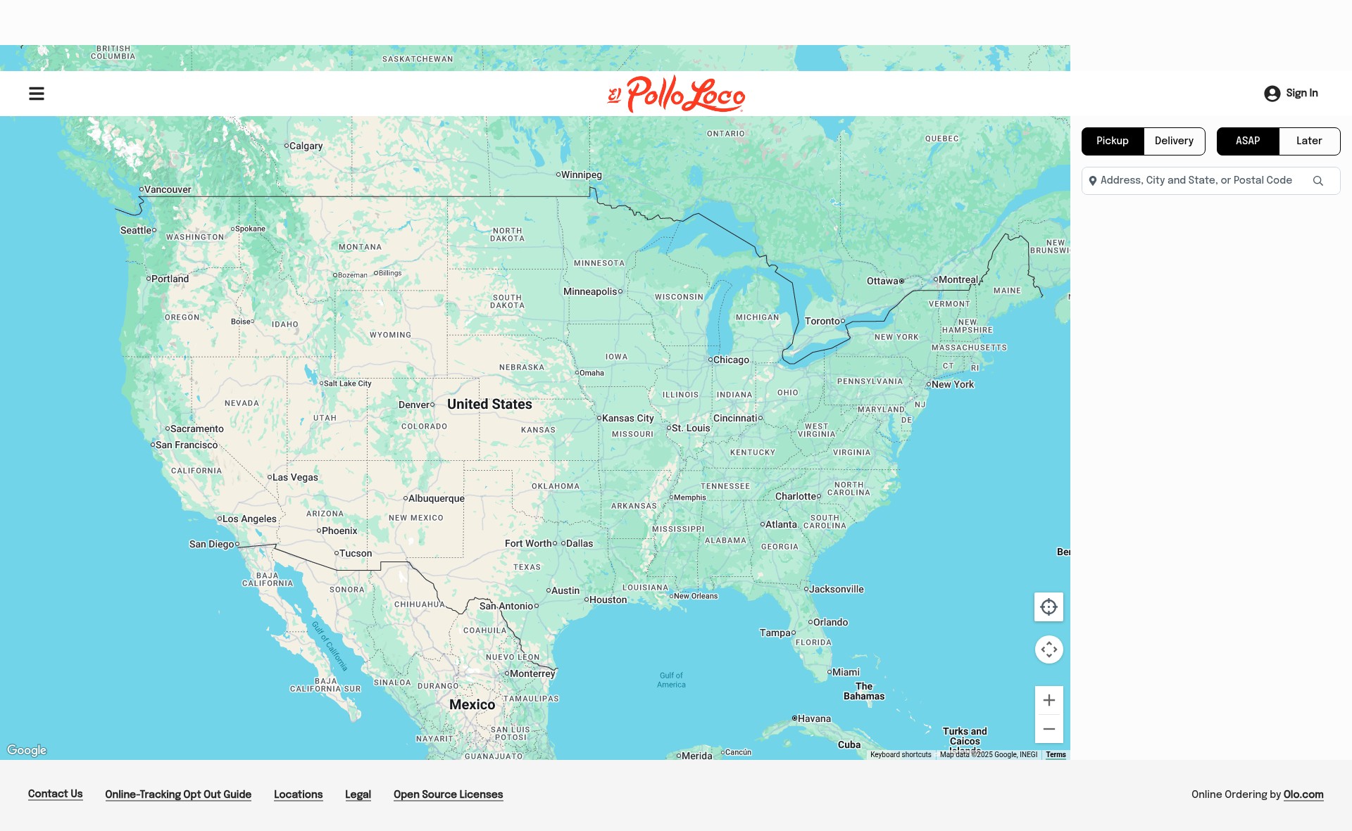 Screenshot of catering.elpolloloco.com