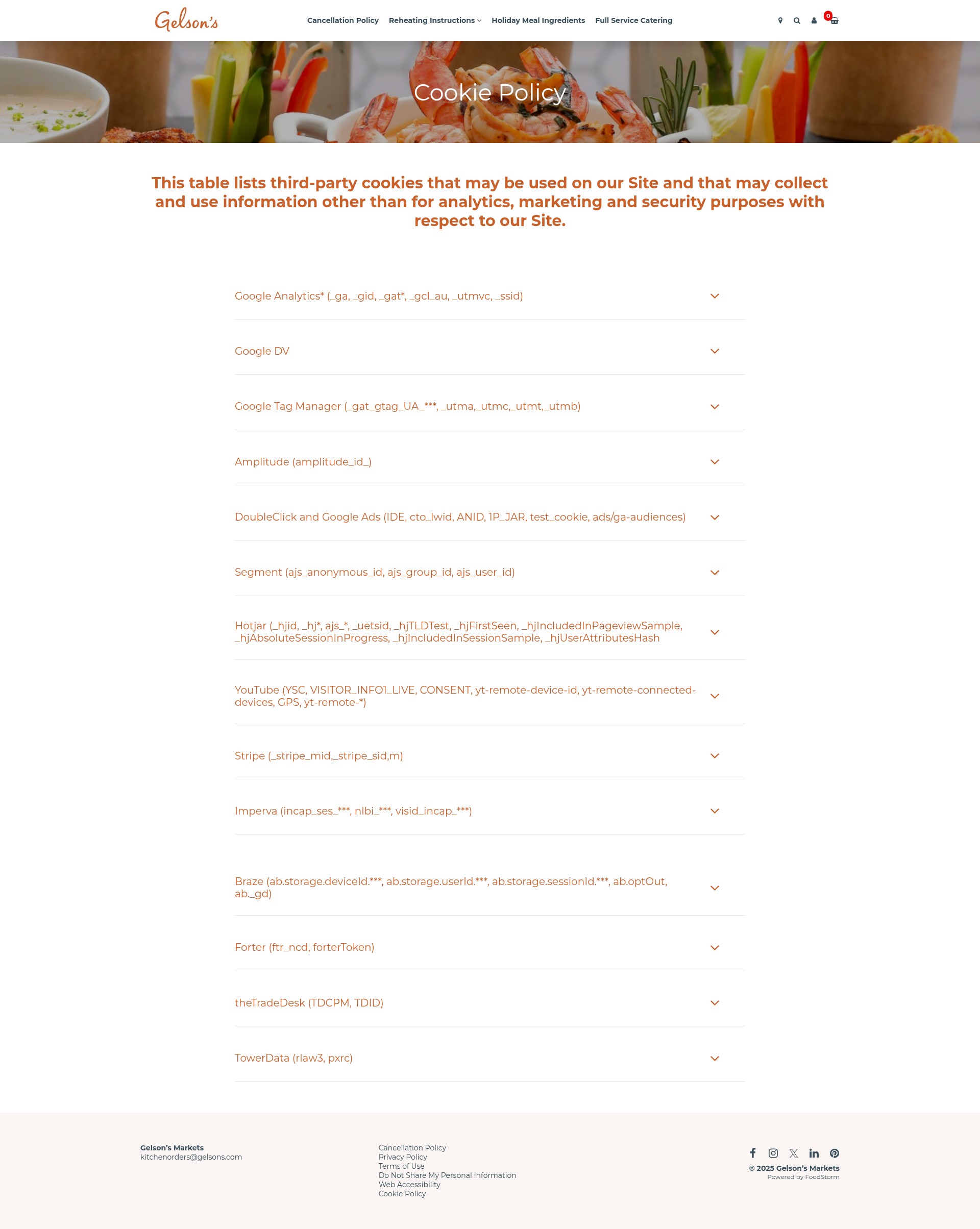 Screenshot of catering.gelsons.com