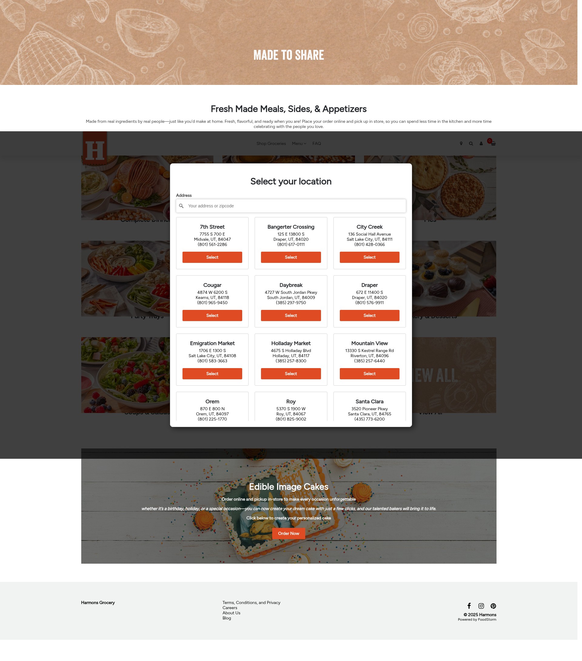 Screenshot of catering.harmonsgrocery.com