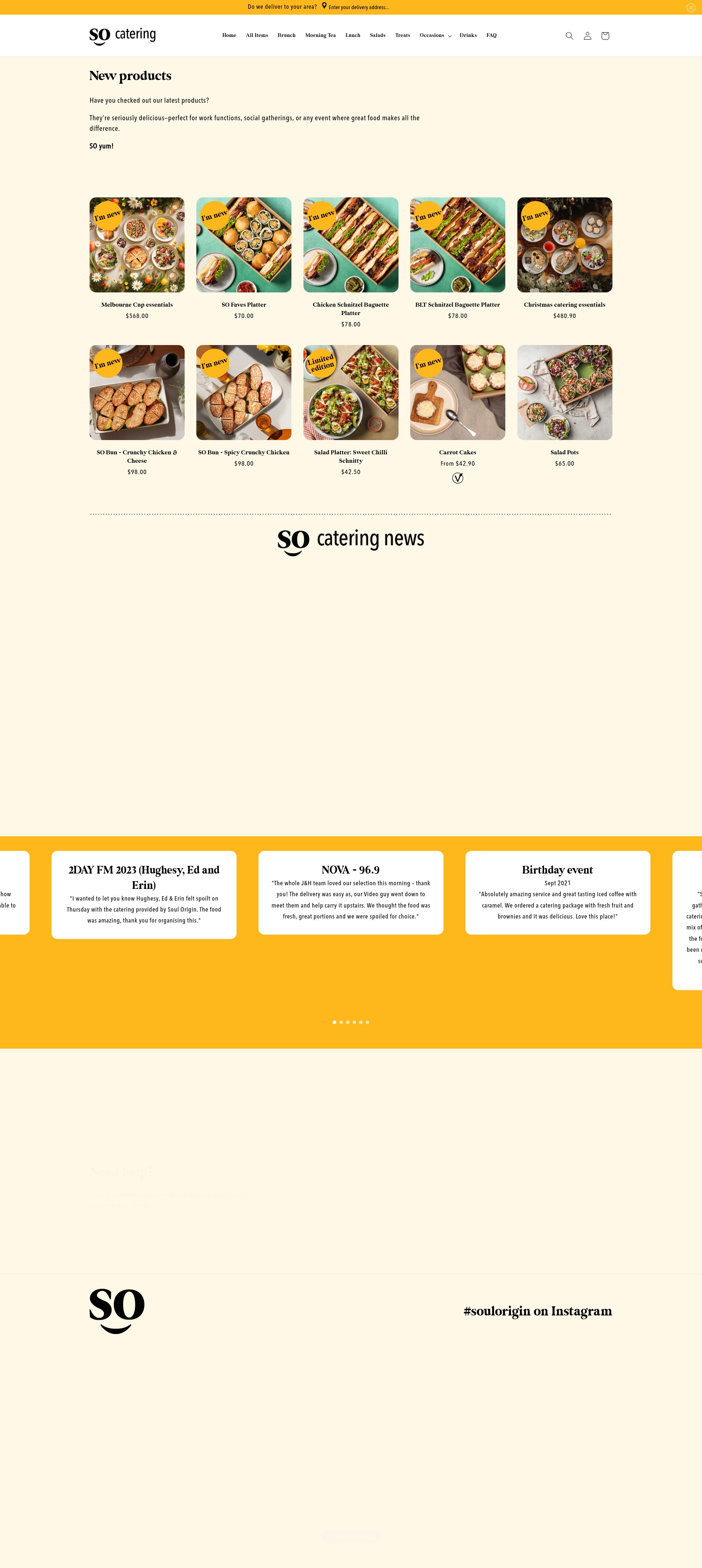 Screenshot of catering.soulorigin.com.au