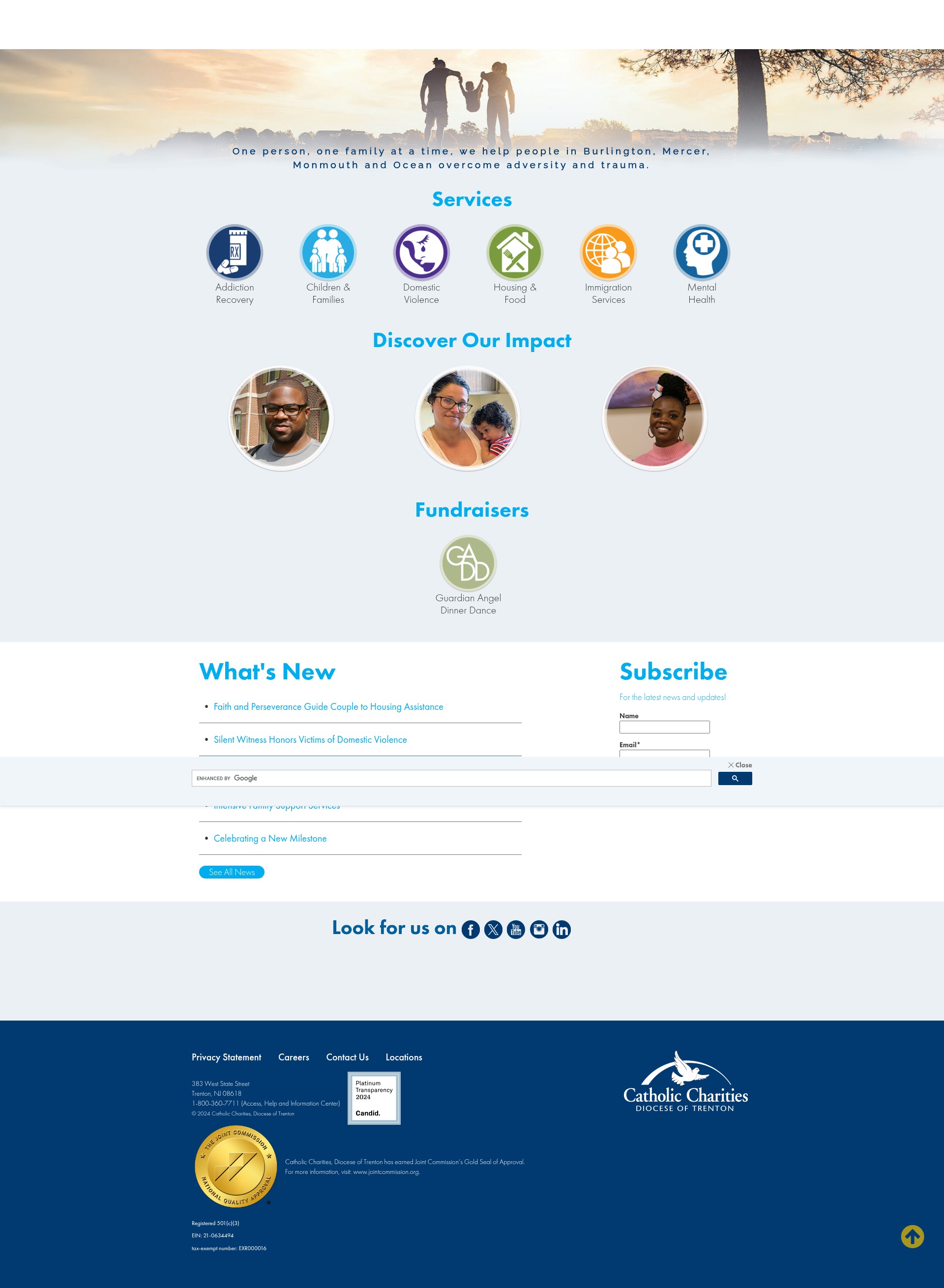 Screenshot of catholiccharitiestrenton.org